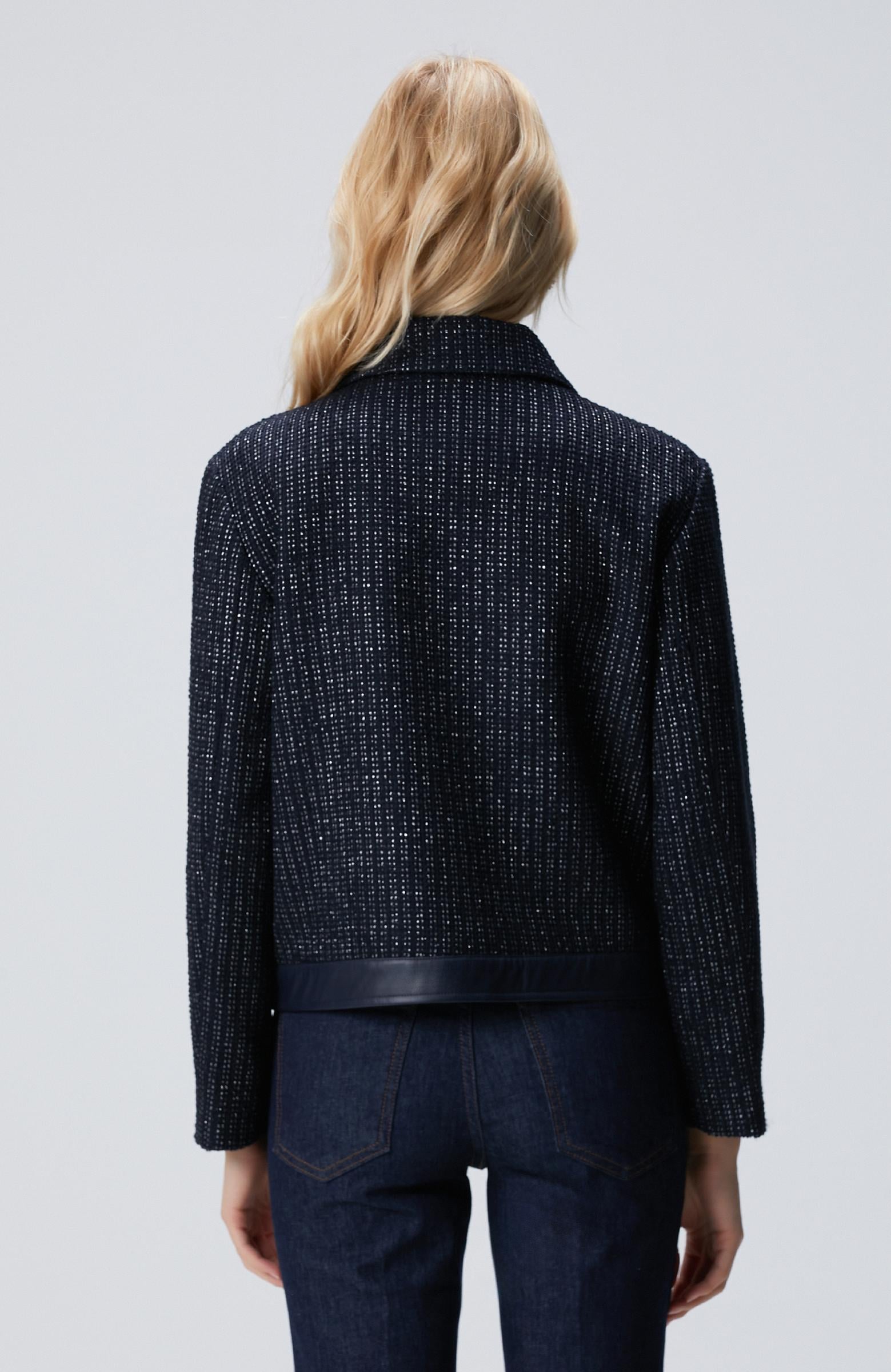 Network Kadın Lacivert Kısa Tweed Ceket
