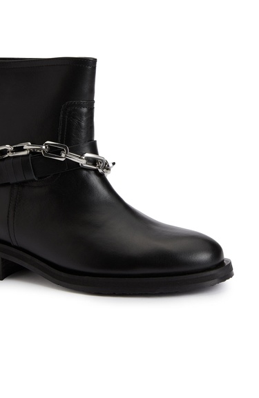  Divarese Kadın Siyah Zincir Detaylı Deri Western Bot