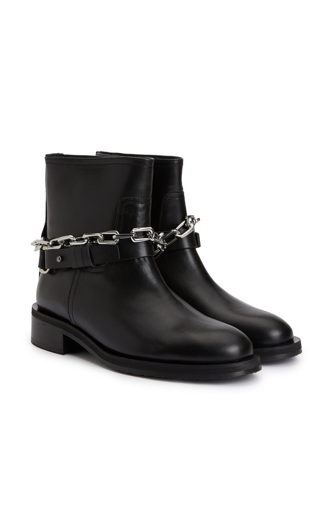  Divarese Kadın Siyah Zincir Detaylı Deri Western Bot