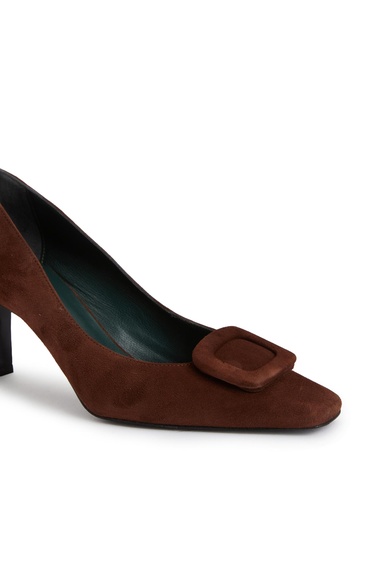  George Hogg Kadın Kahverengi Toka Detaylı Deri Topuklu Ayakkabı