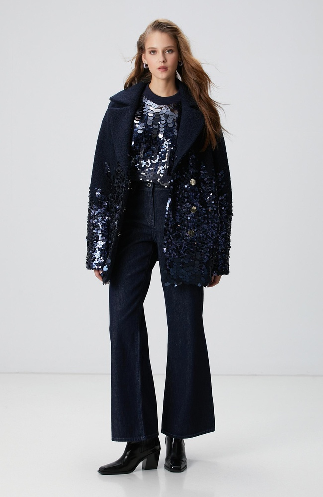  Network Kadın Koyu İndigo Mavi Geniş Paça Denim Pantolon