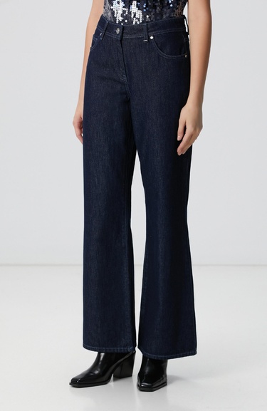  Network Kadın Koyu İndigo Mavi Geniş Paça Denim Pantolon