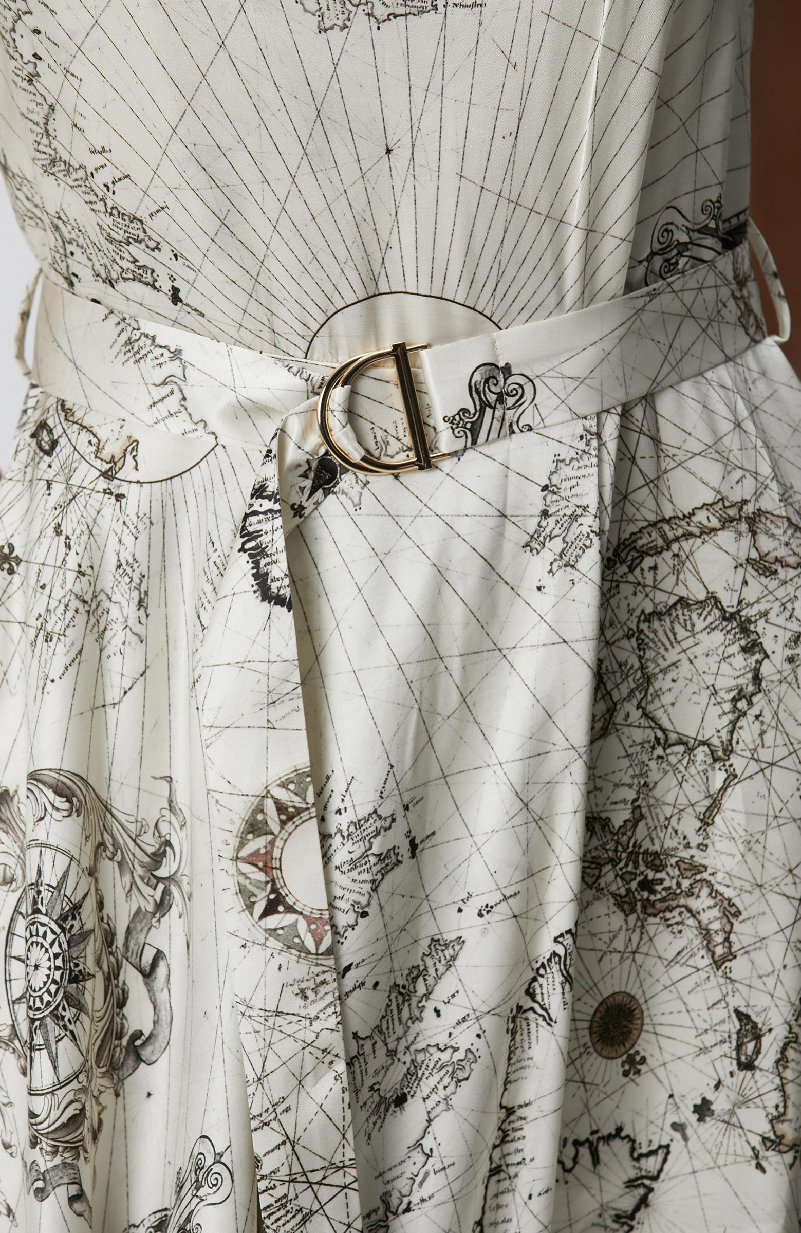 Network Kadın Limited Açık Bej Desenli İpek Karışımlı Elbise