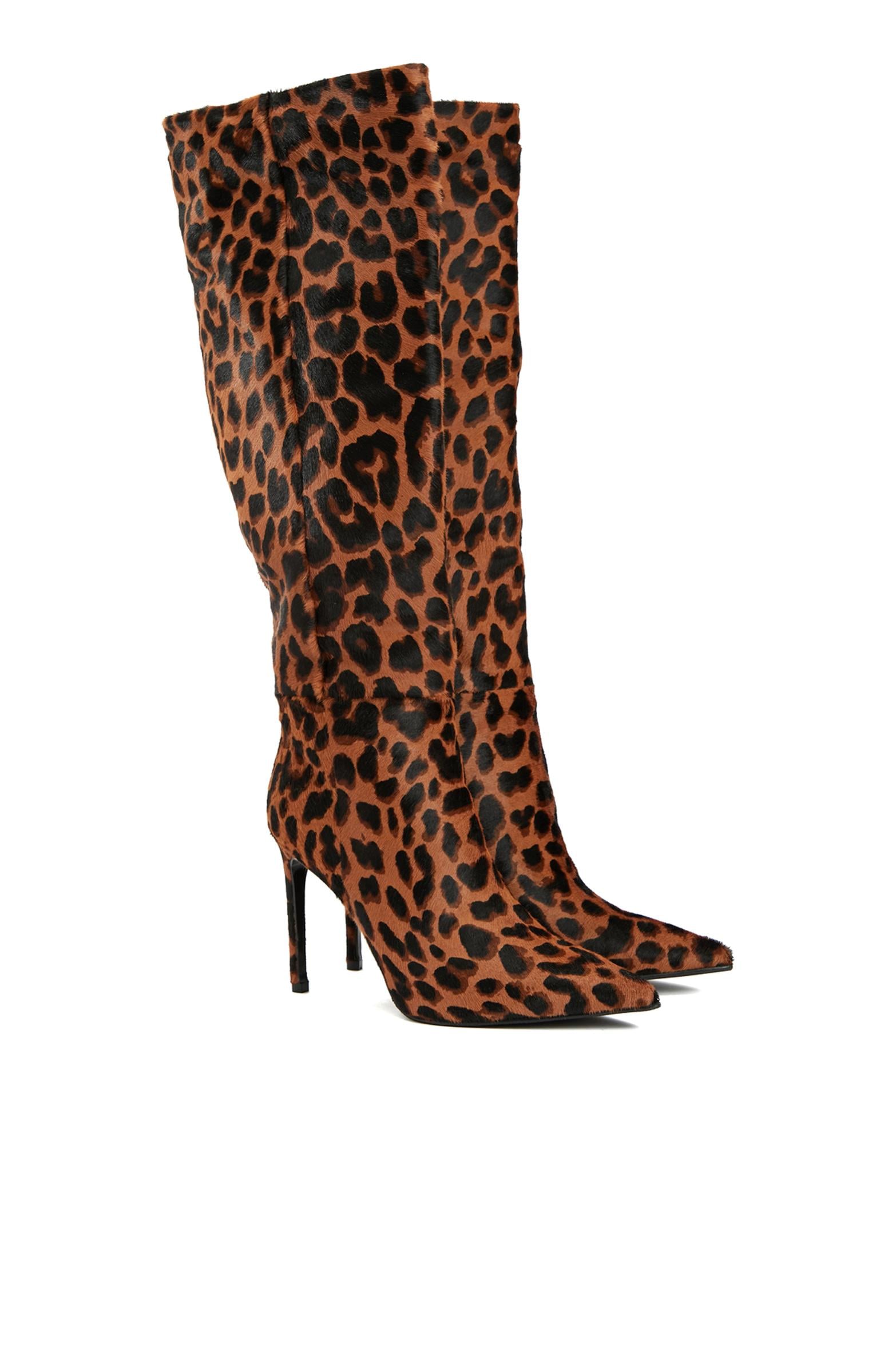 Network Kadın Leopar Desenli Deri Çizme