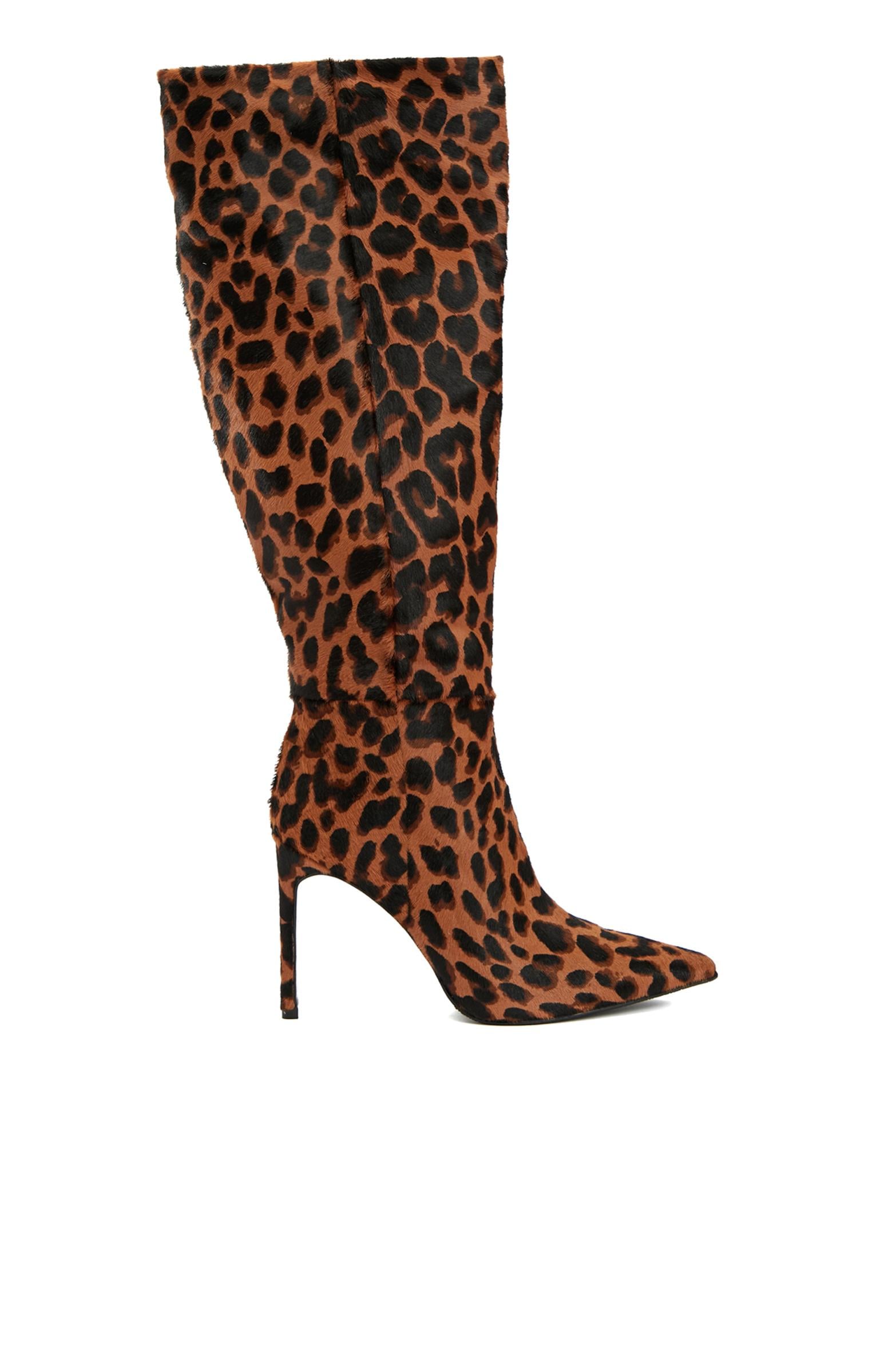 Network Kadın Leopar Desenli Deri Çizme