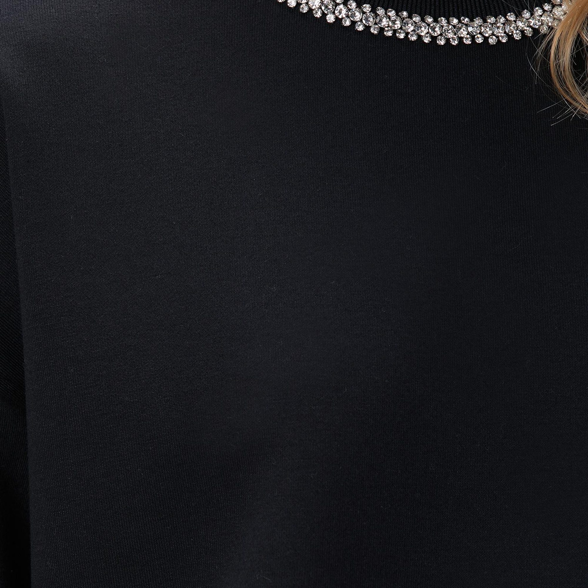 Network Kadın Siyah Yakası Taş İşlemeli Sweatshirt