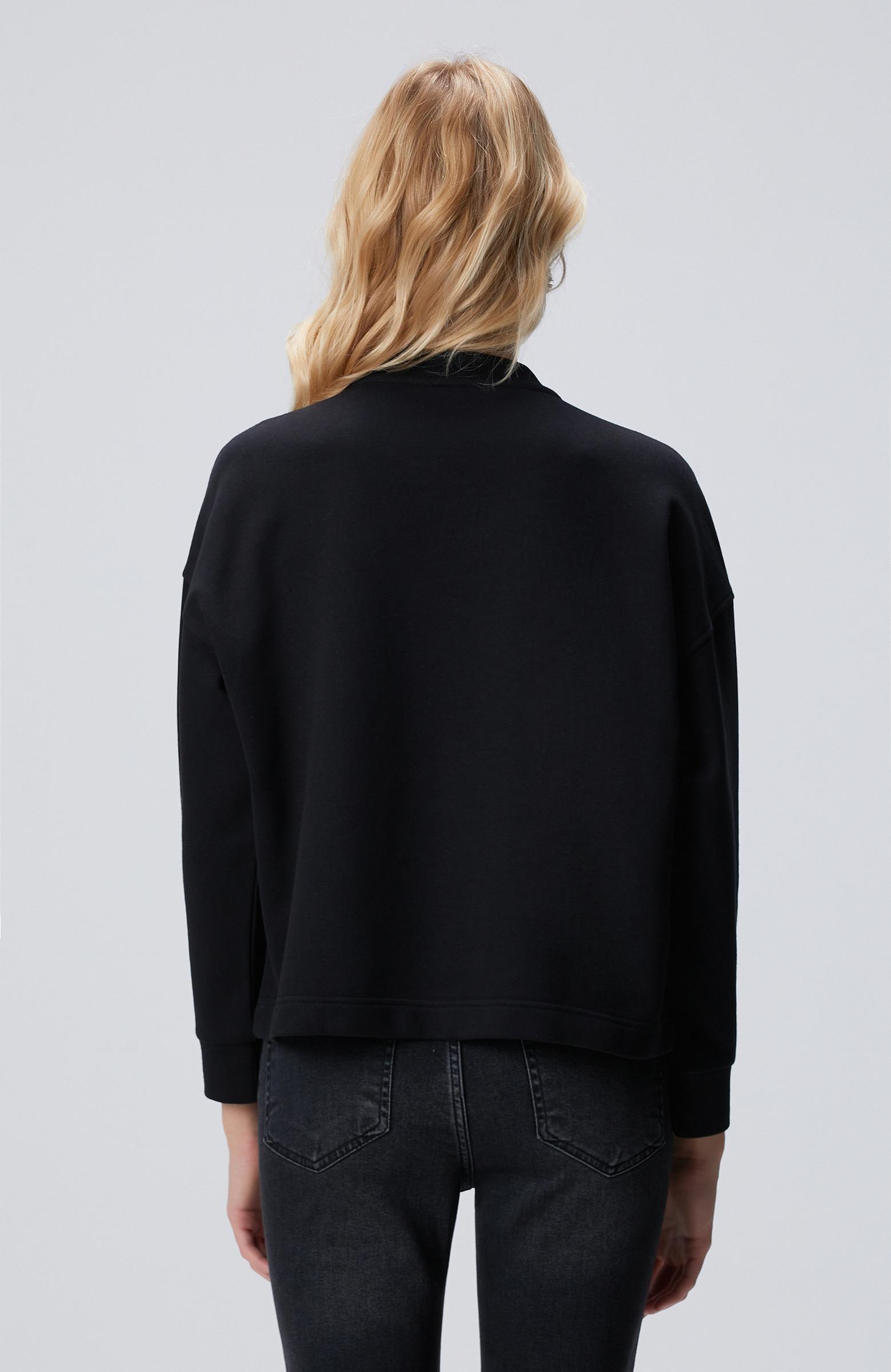  Network Kadın Siyah Yakası Taş İşlemeli Sweatshirt