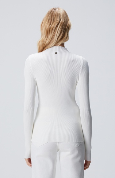  Network Kadın Kırık Beyaz Örgülü Dik Yaka Rayon Basic Kazak