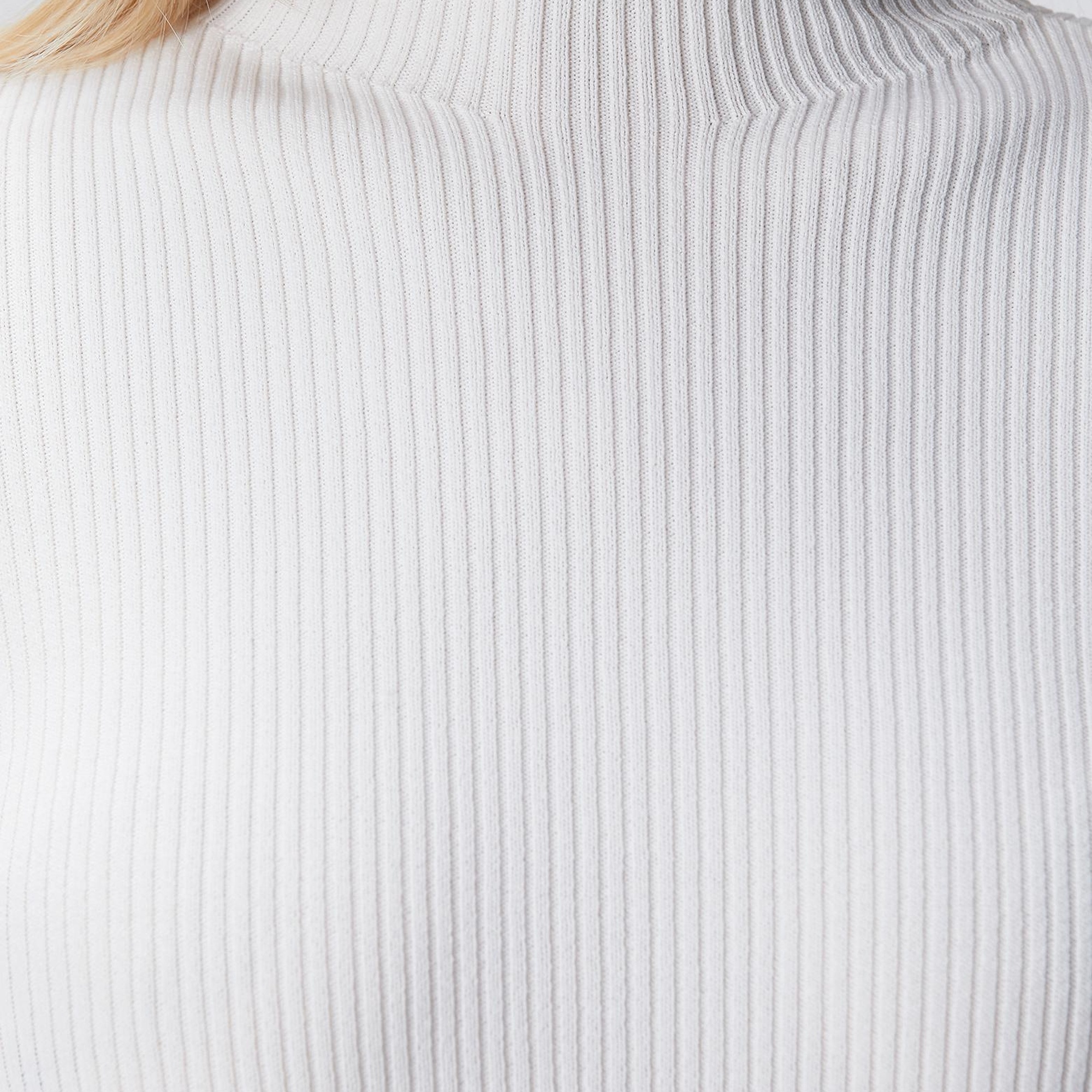 Network Kadın Kırık Beyaz Örgülü Dik Yaka Rayon Basic Kazak