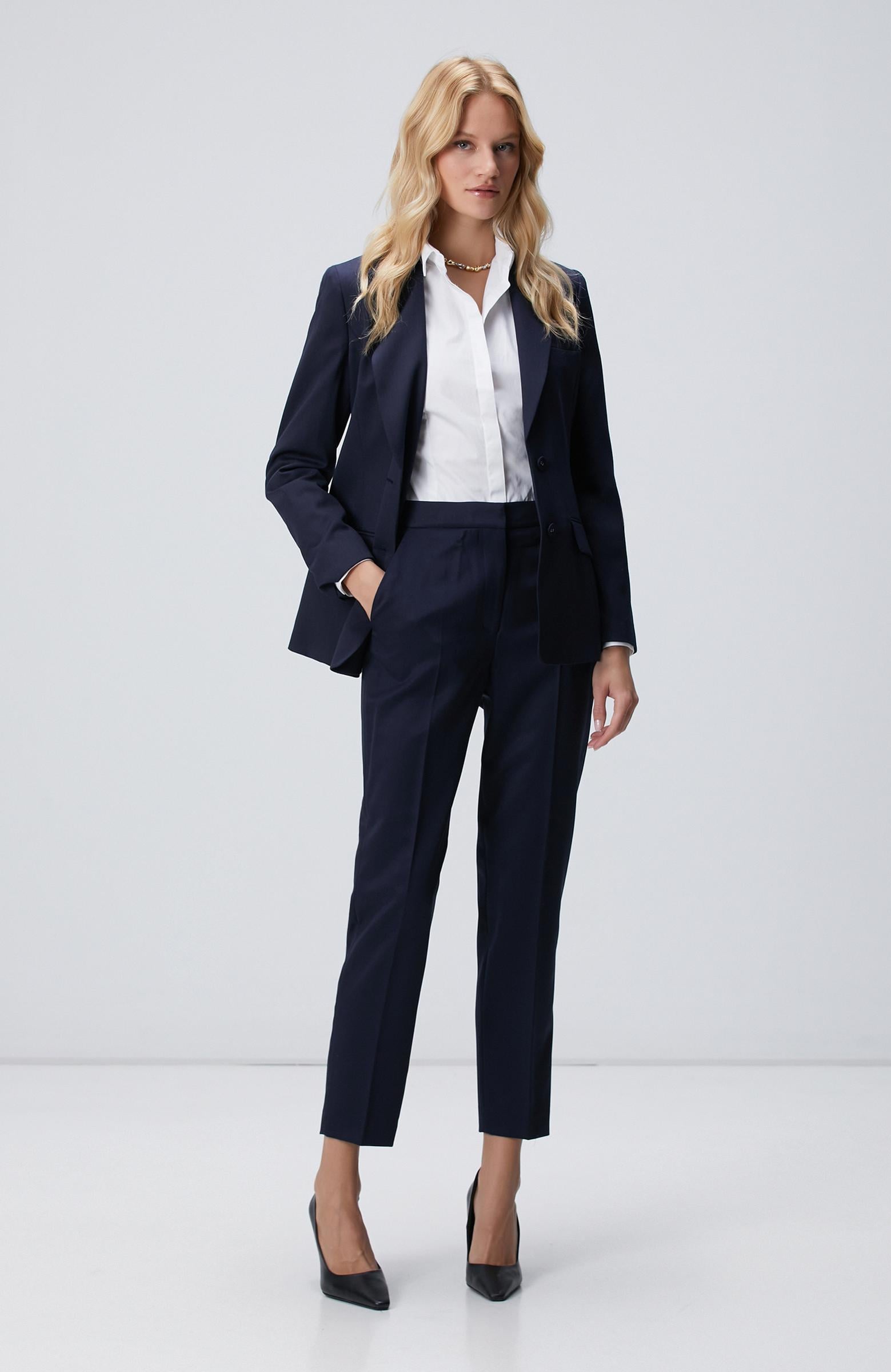  Network Kadın Lacivert Yün Karışımlı Pantolon