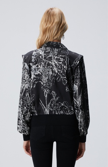  Network Kadın Siyah Kırık Beyaz Desenli Bluz