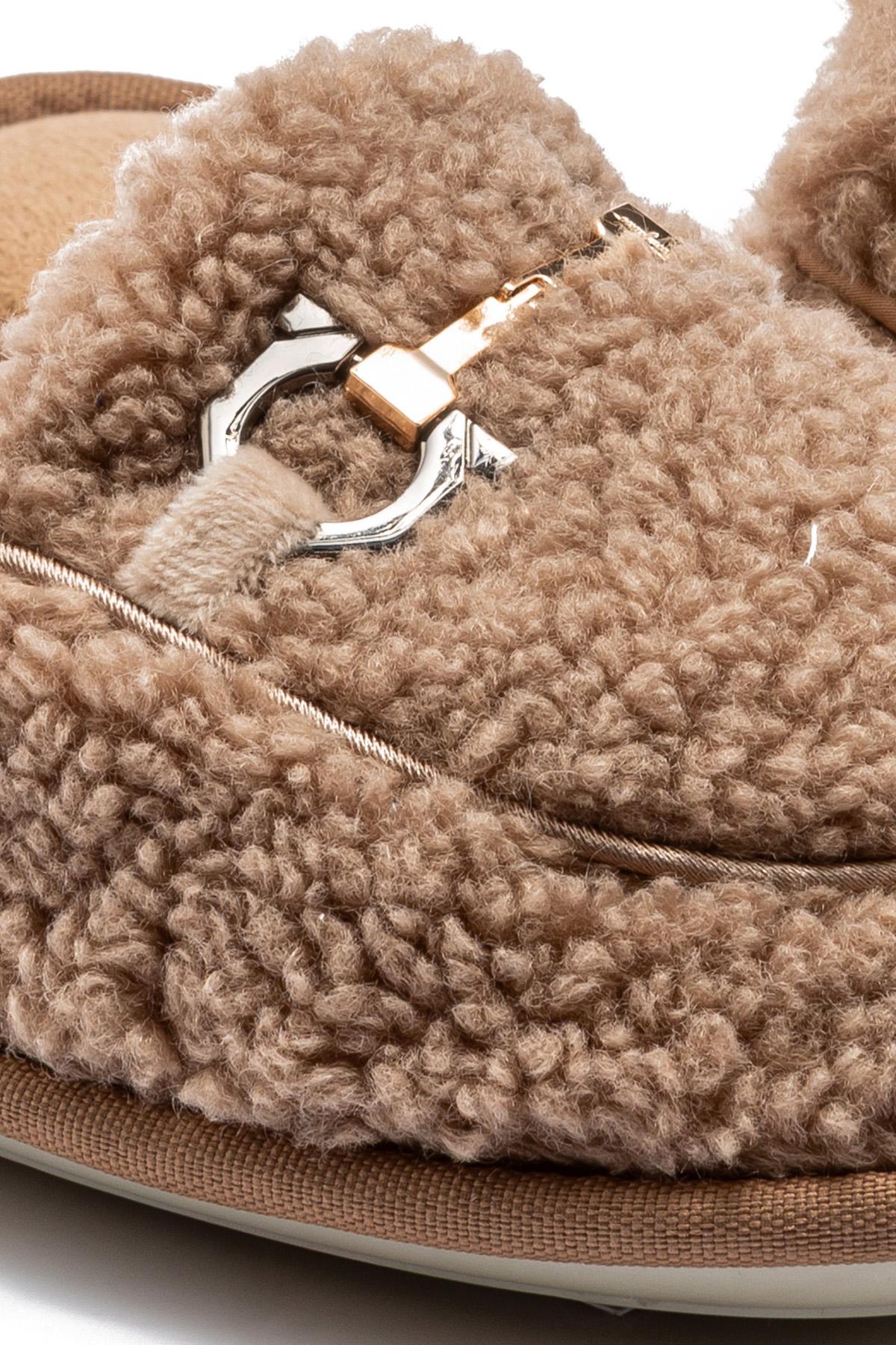 Siya Kadın Peluş Ev Terliği Bej 37/41