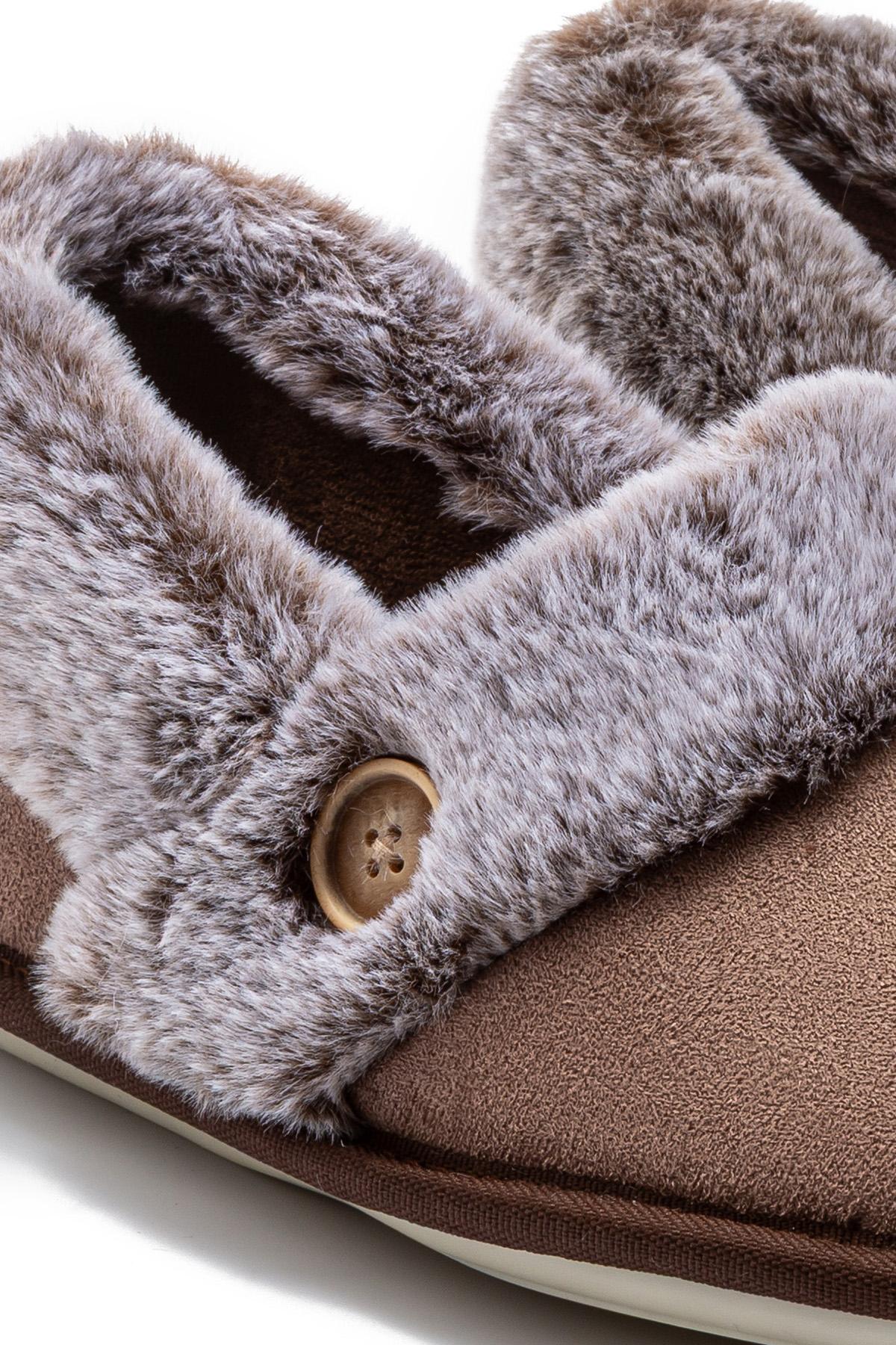 Niki Kadın Peluş Ev Ayakkabısı Kahverengi 37/41