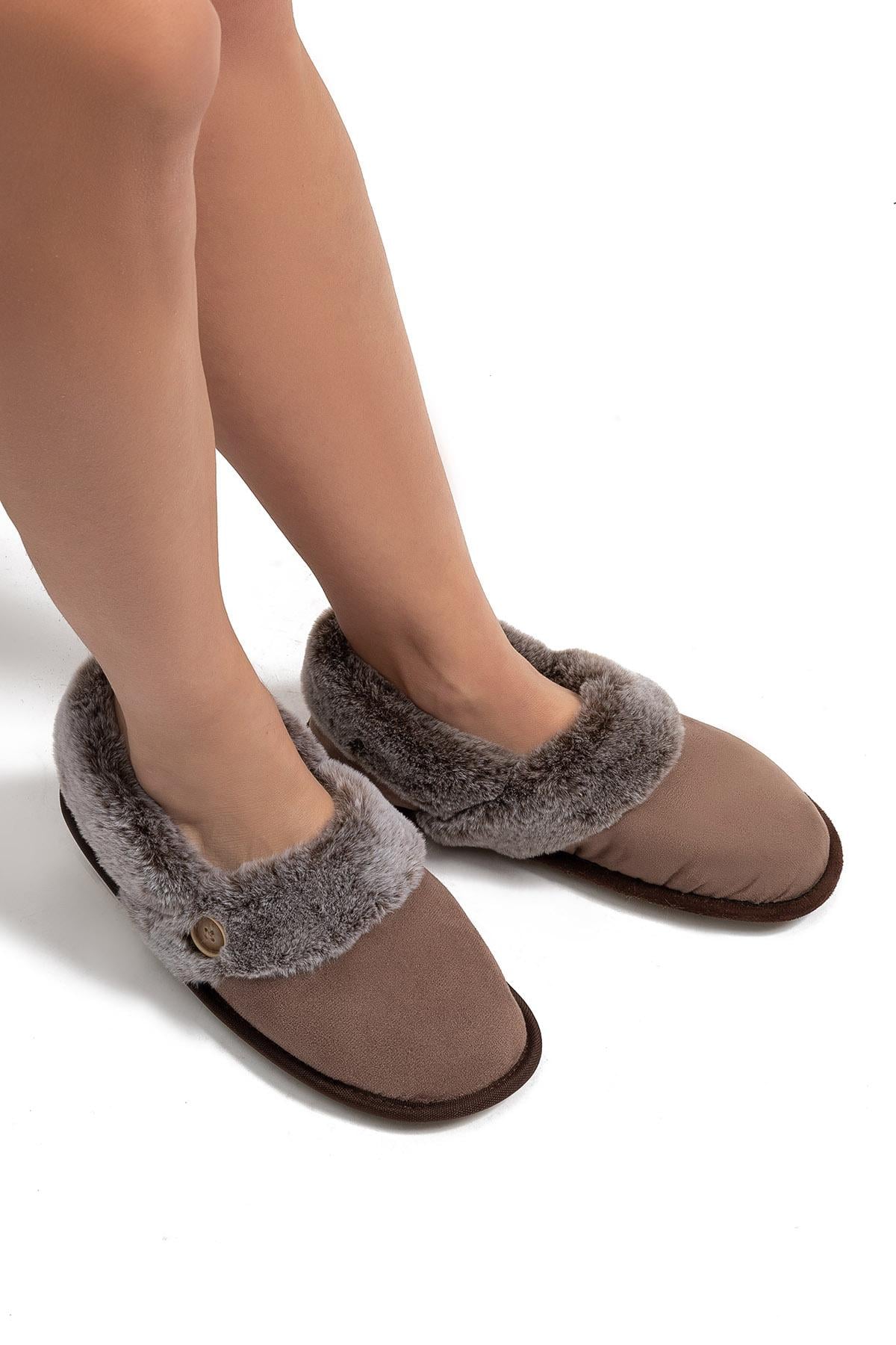  Niki Kadın Peluş Ev Ayakkabısı Kahverengi 37/41