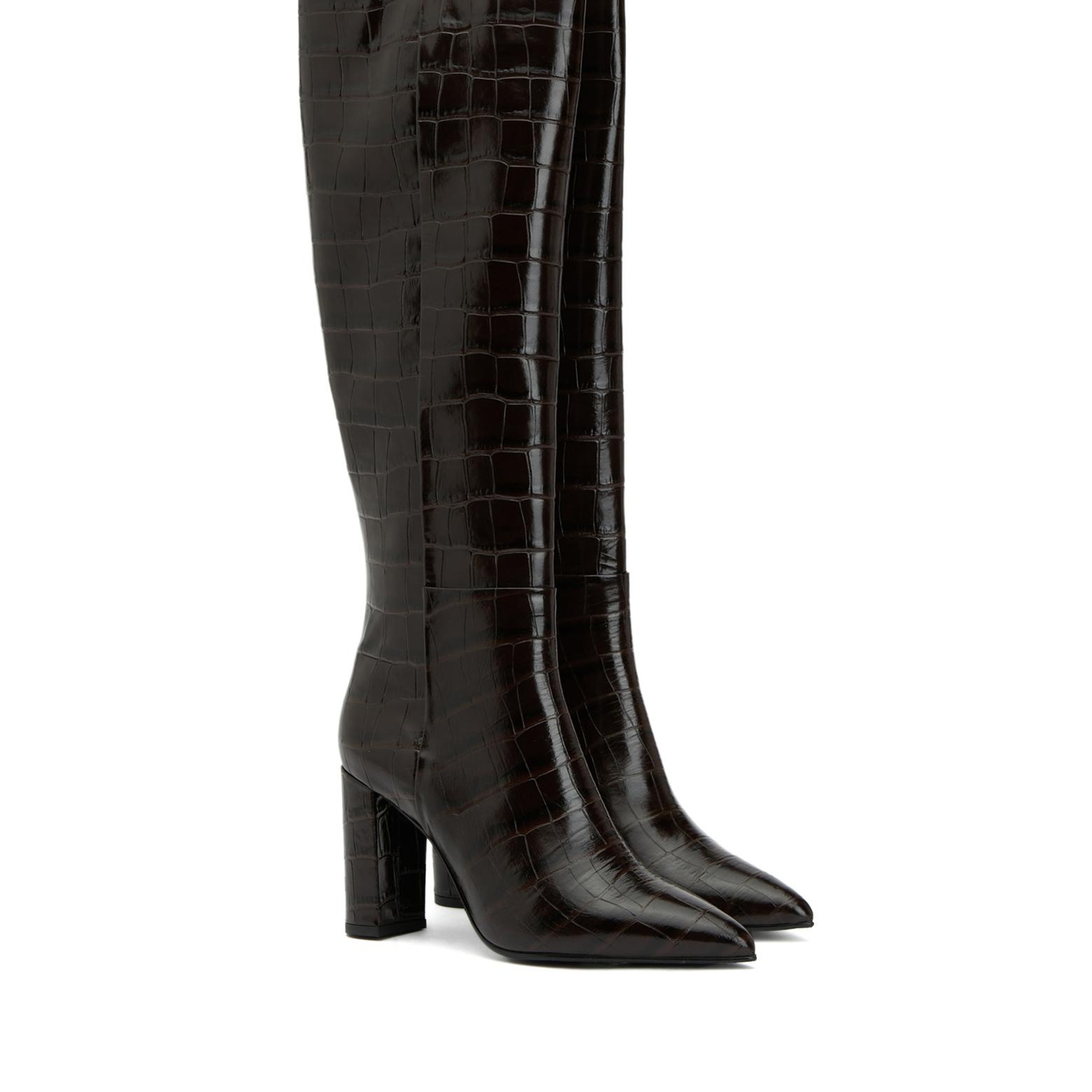 George Hogg Kadın Kahverengi Kroko Desenli Deri Çizme
