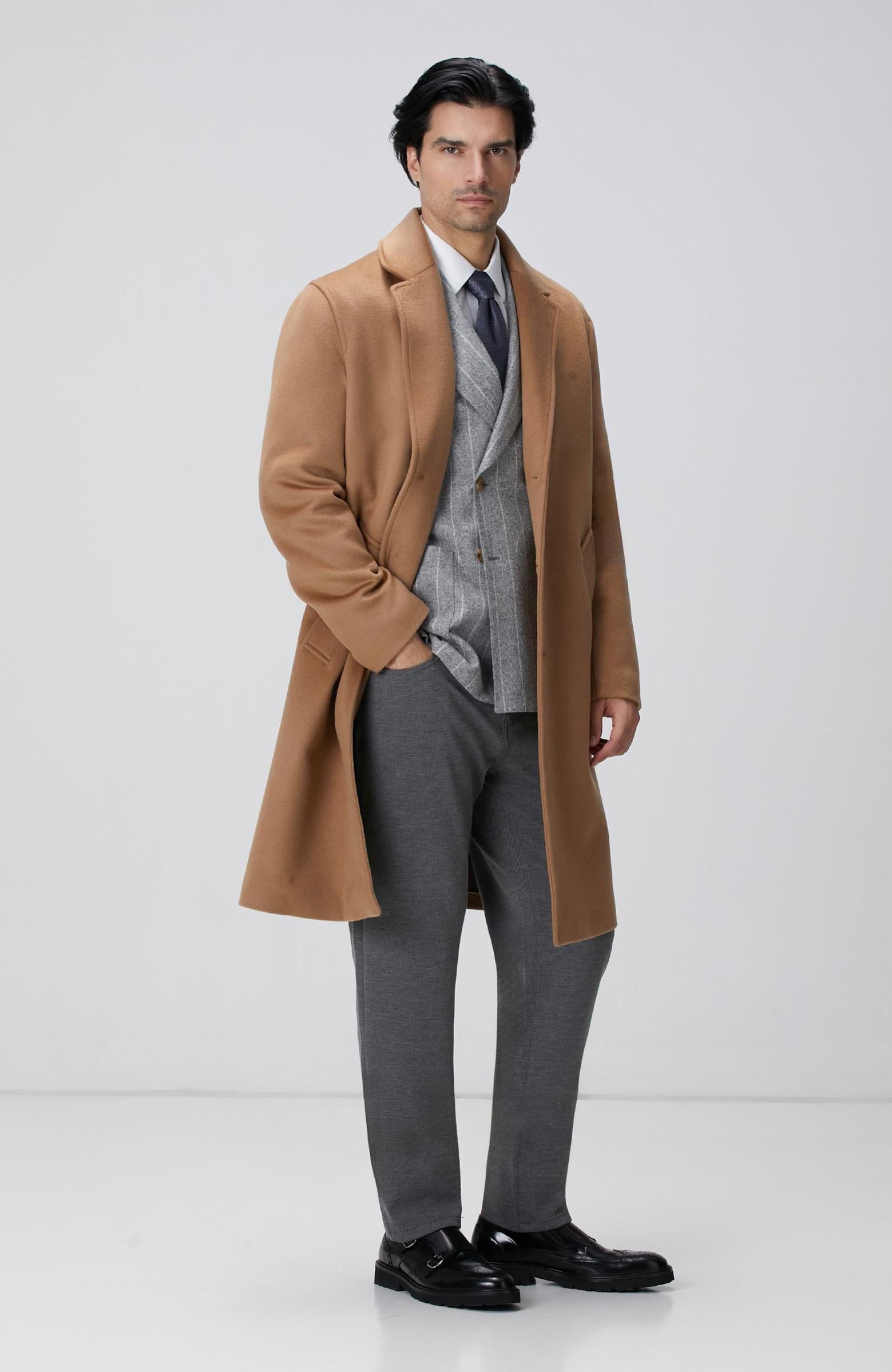  Network Erkek Limited Camel Yün Palto