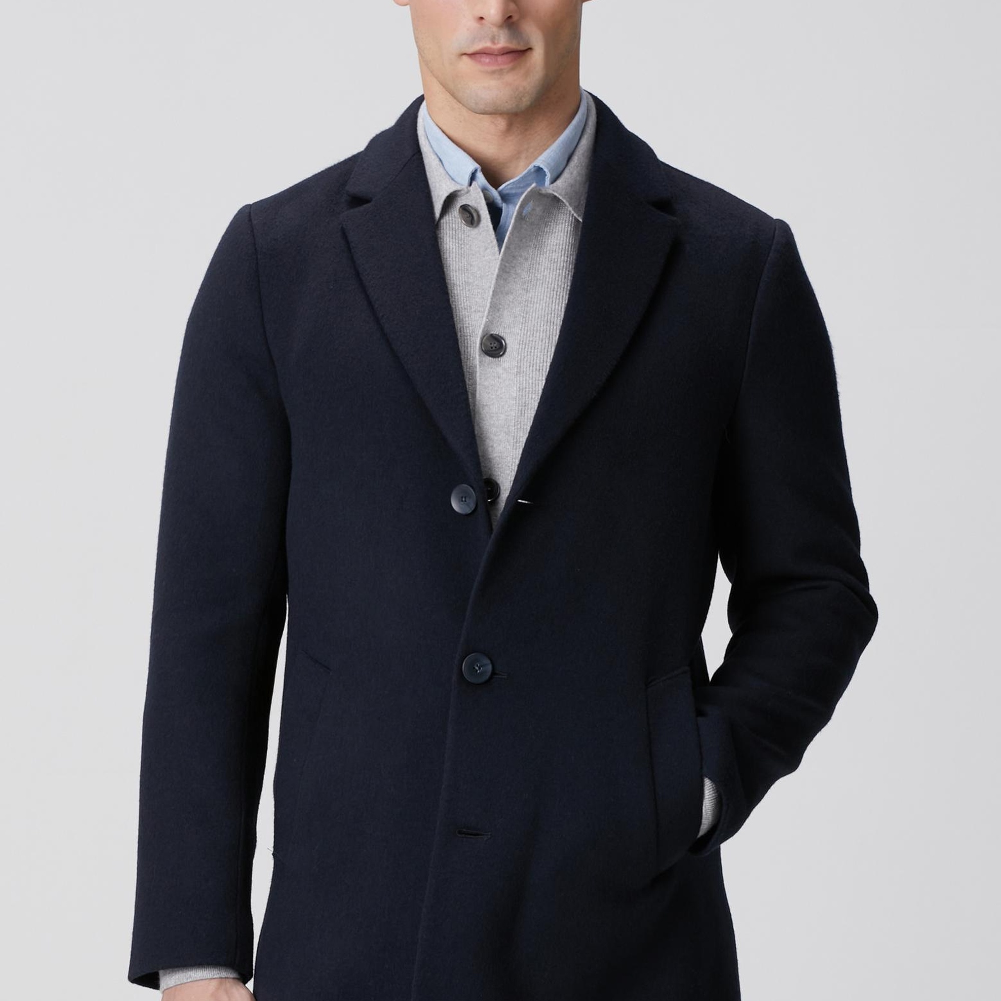 Network Erkek Lacivert Yün Mix Palto