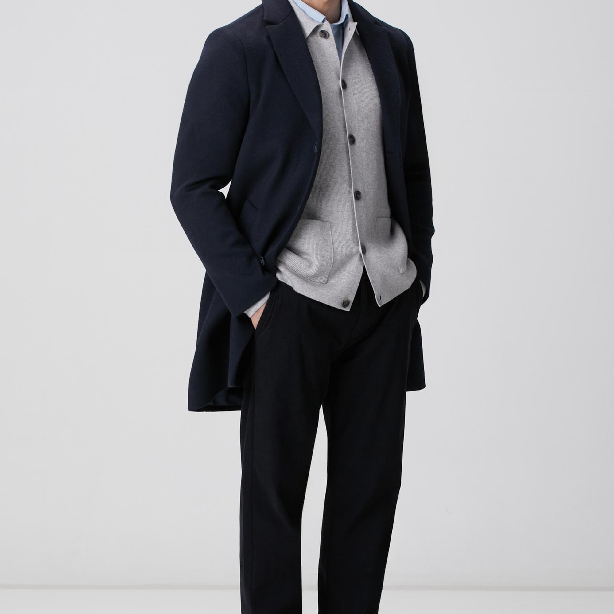 Network Erkek Lacivert Yün Mix Palto