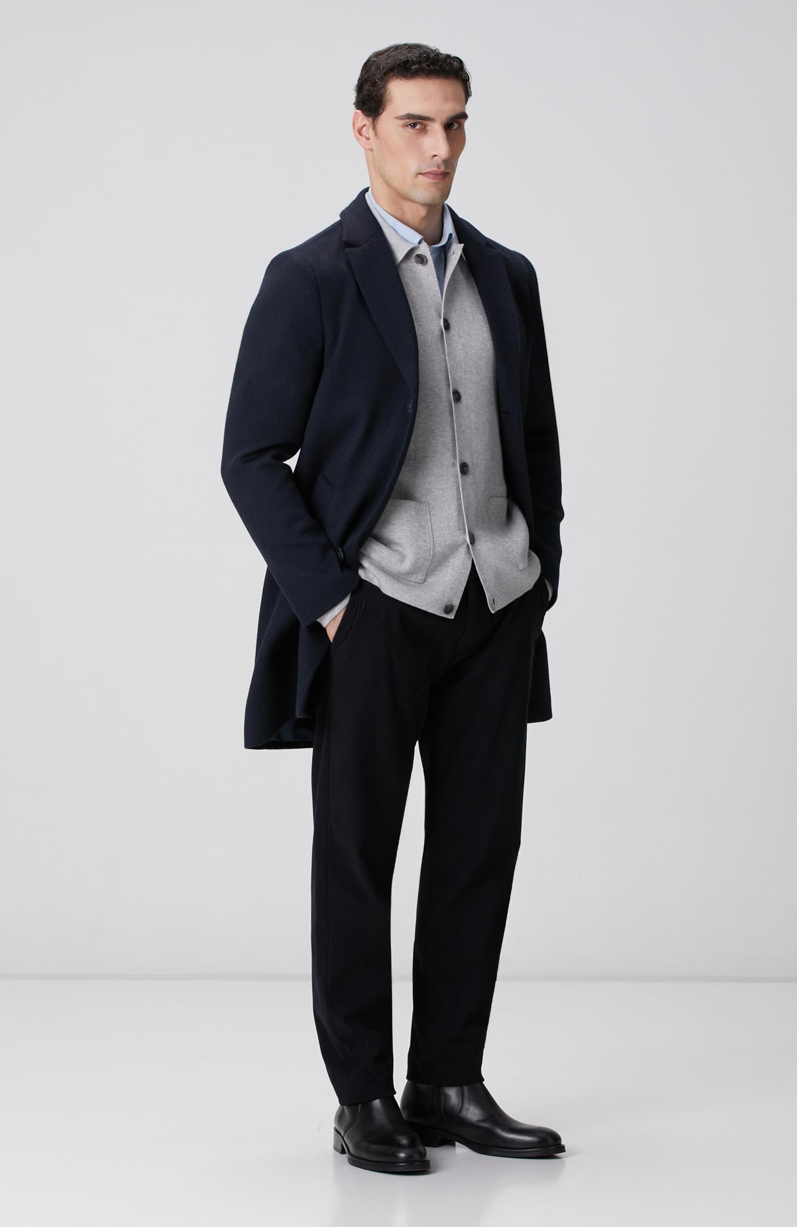  Network Erkek Lacivert Yün Mix Palto