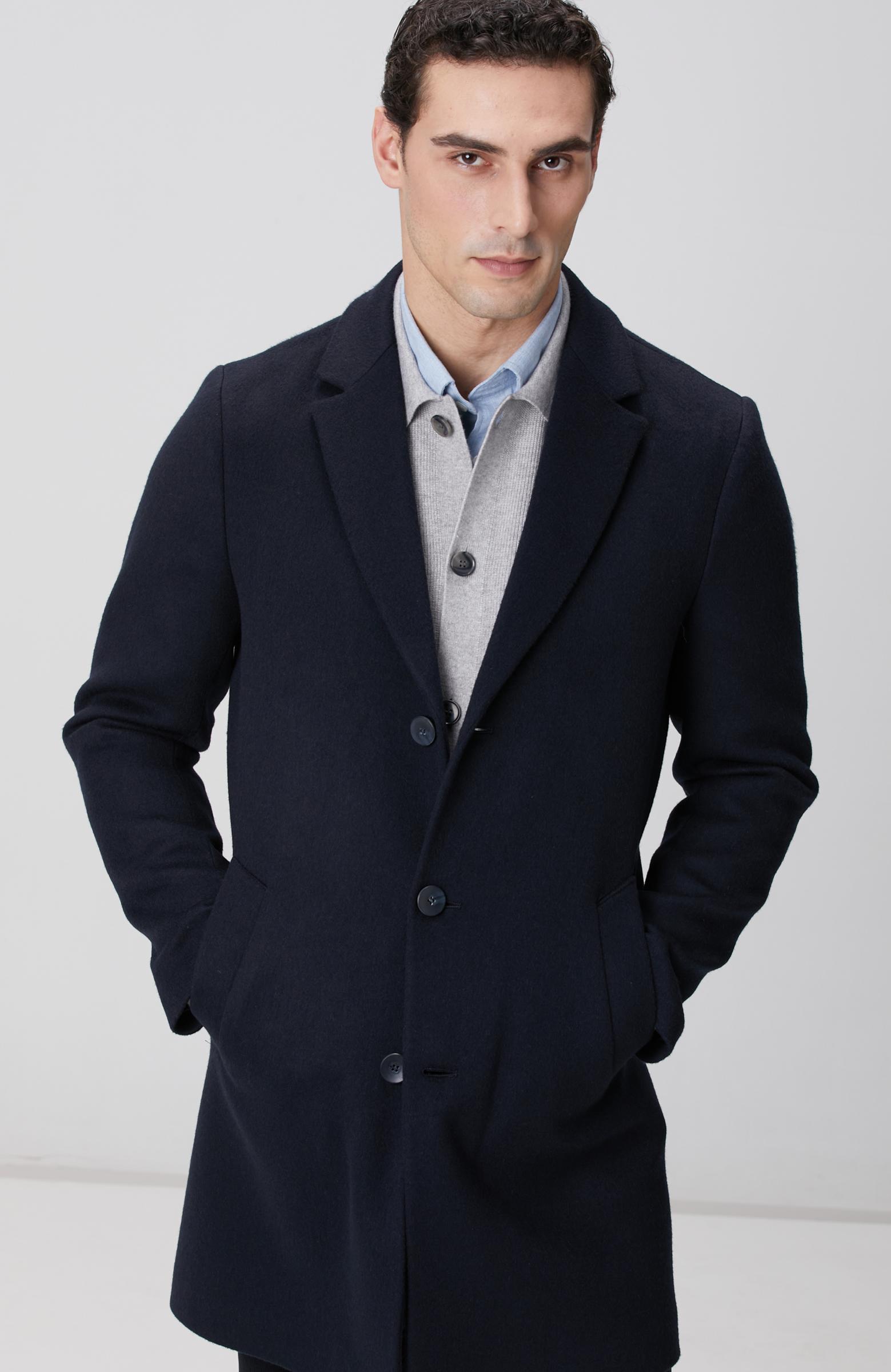  Network Erkek Lacivert Yün Mix Palto