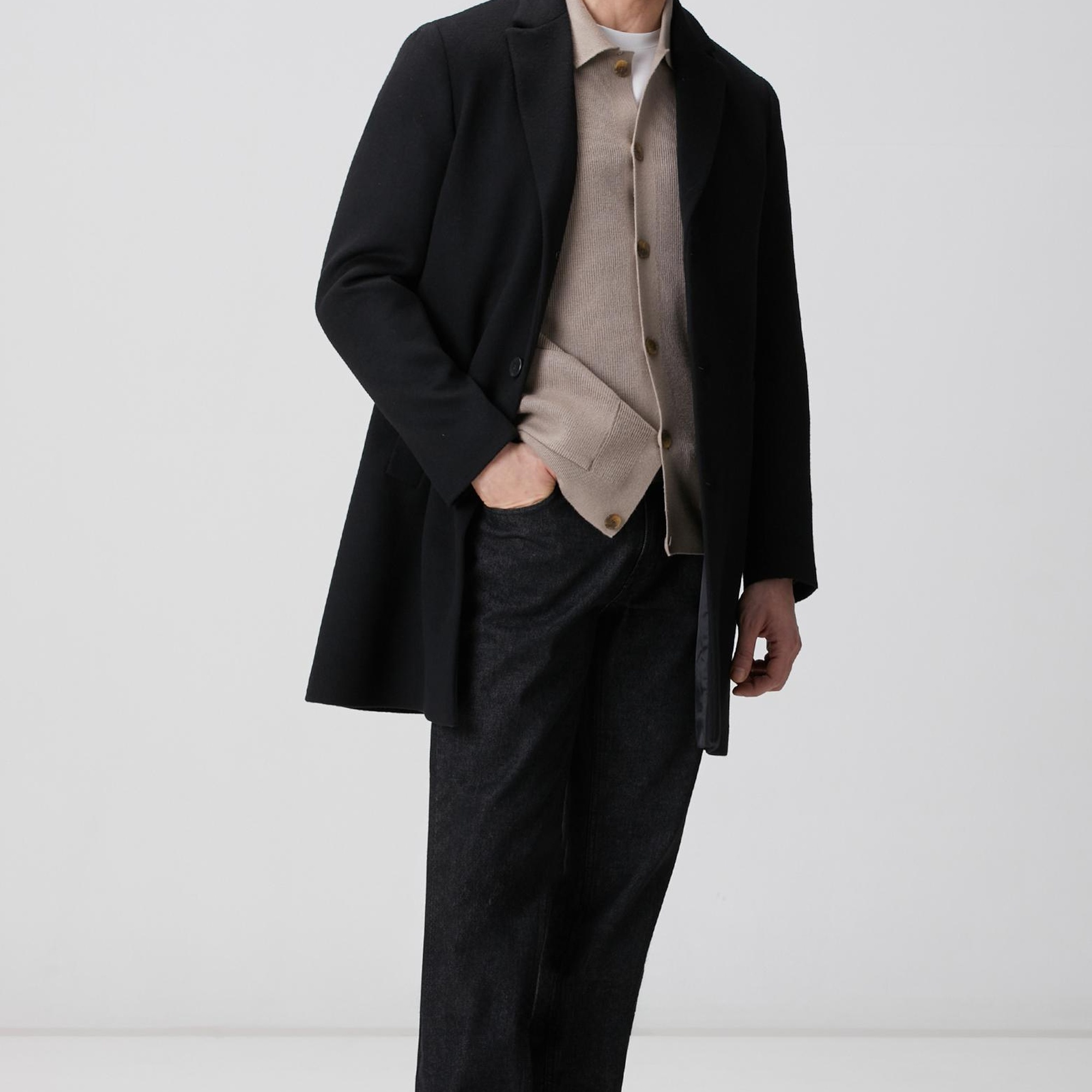 Network Erkek Siyah Yün Mix Palto