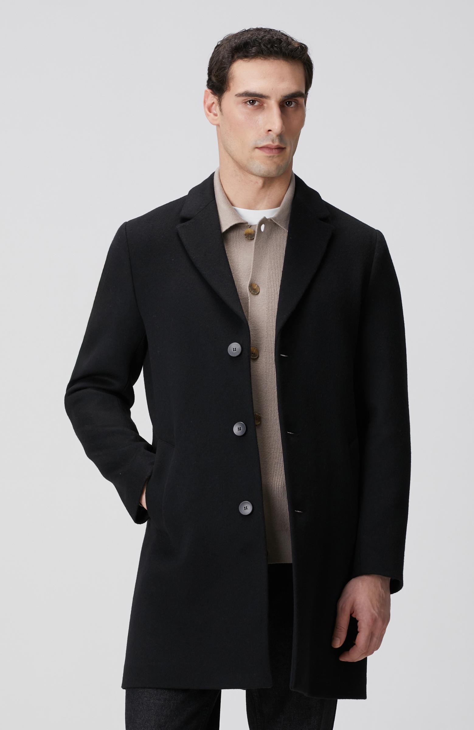  Network Erkek Siyah Yün Mix Palto