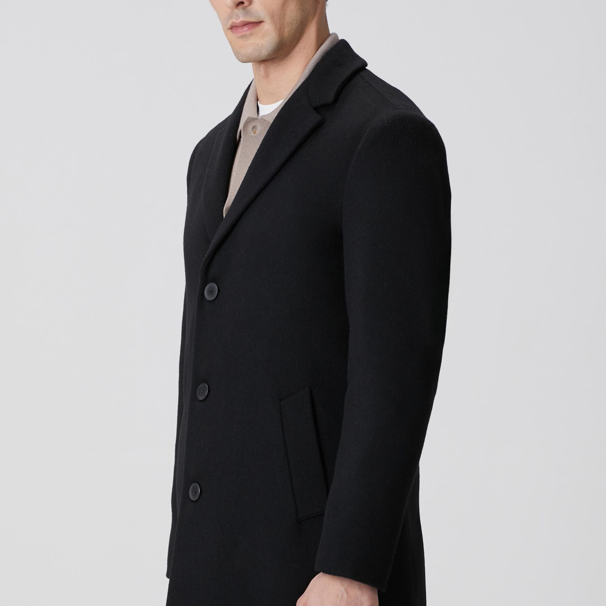 Network Erkek Siyah Yün Mix Palto