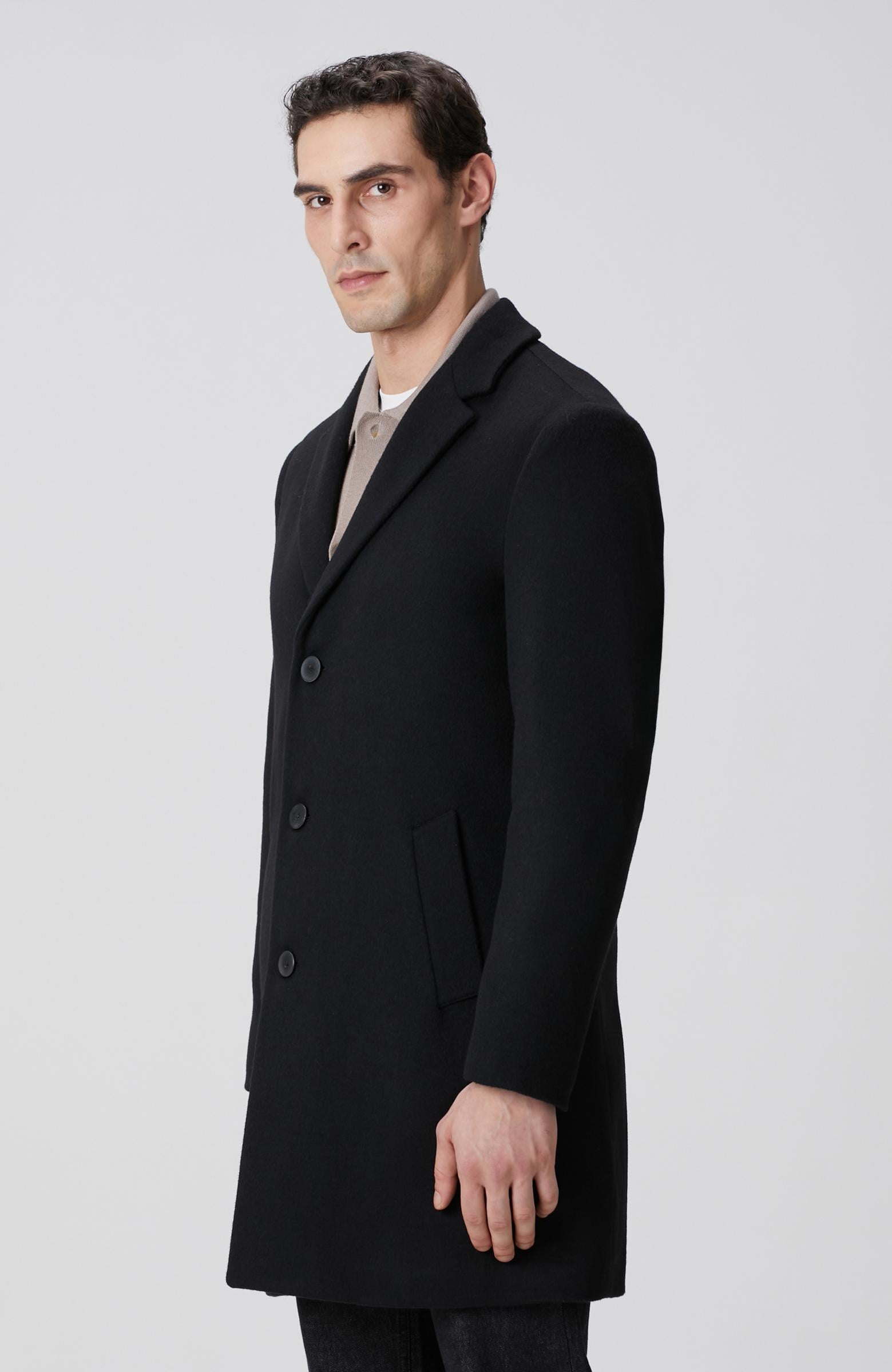  Network Erkek Siyah Yün Mix Palto