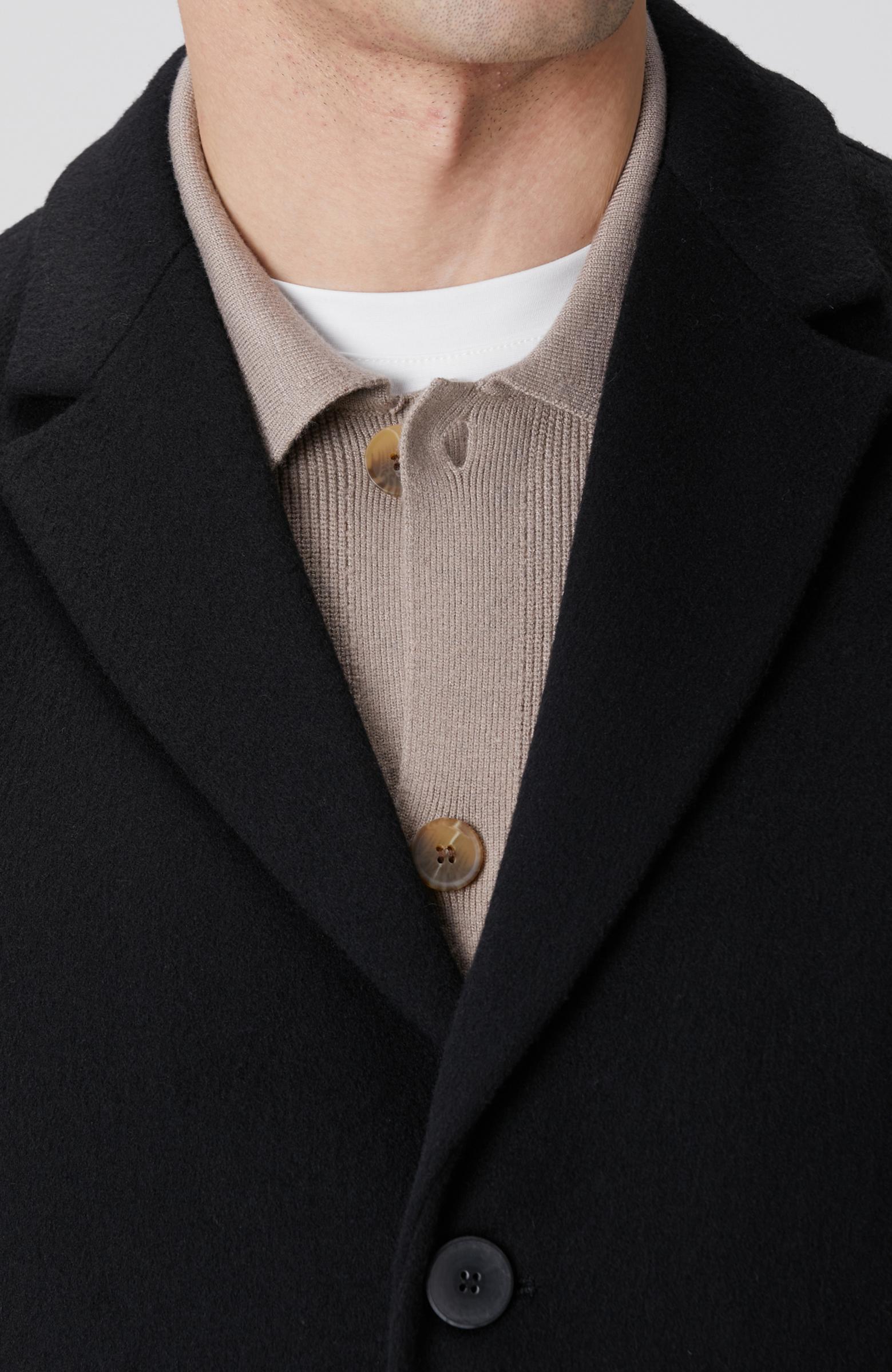  Network Erkek Siyah Yün Mix Palto