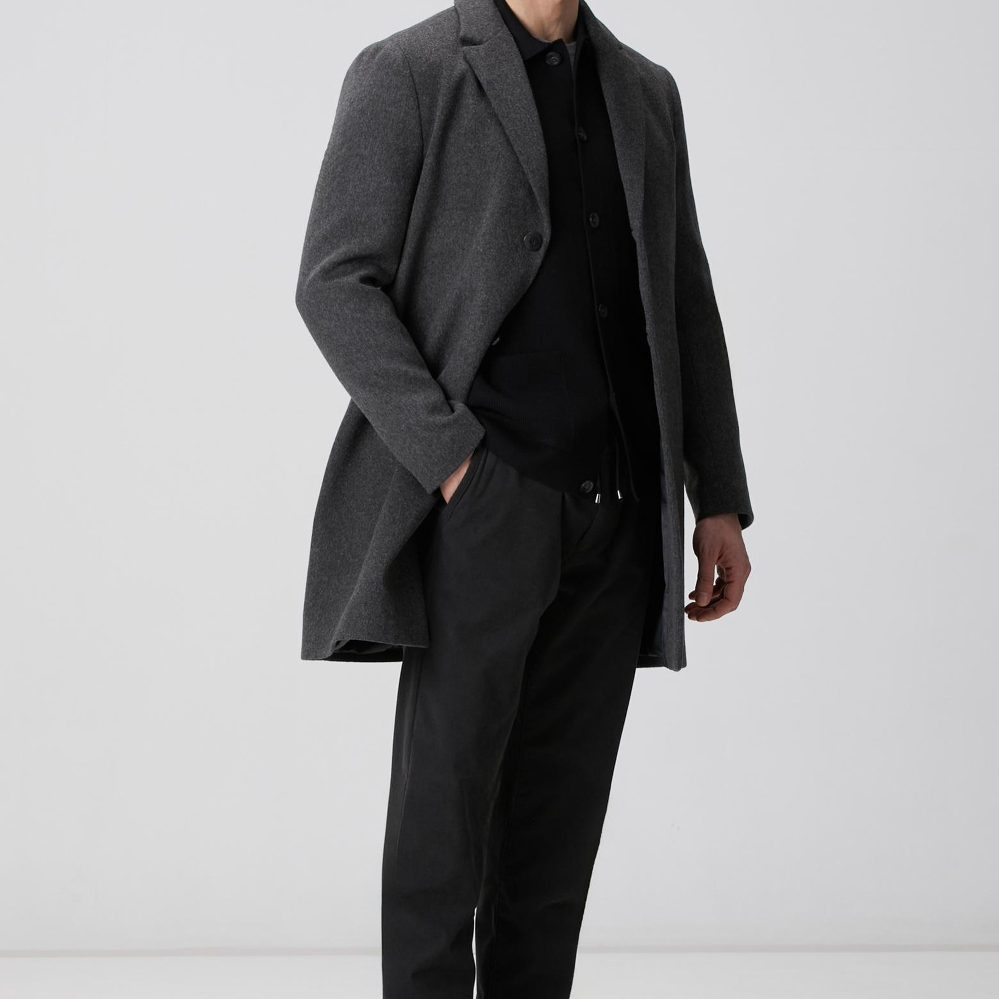 Network Erkek Antrasit Yün Mix Palto
