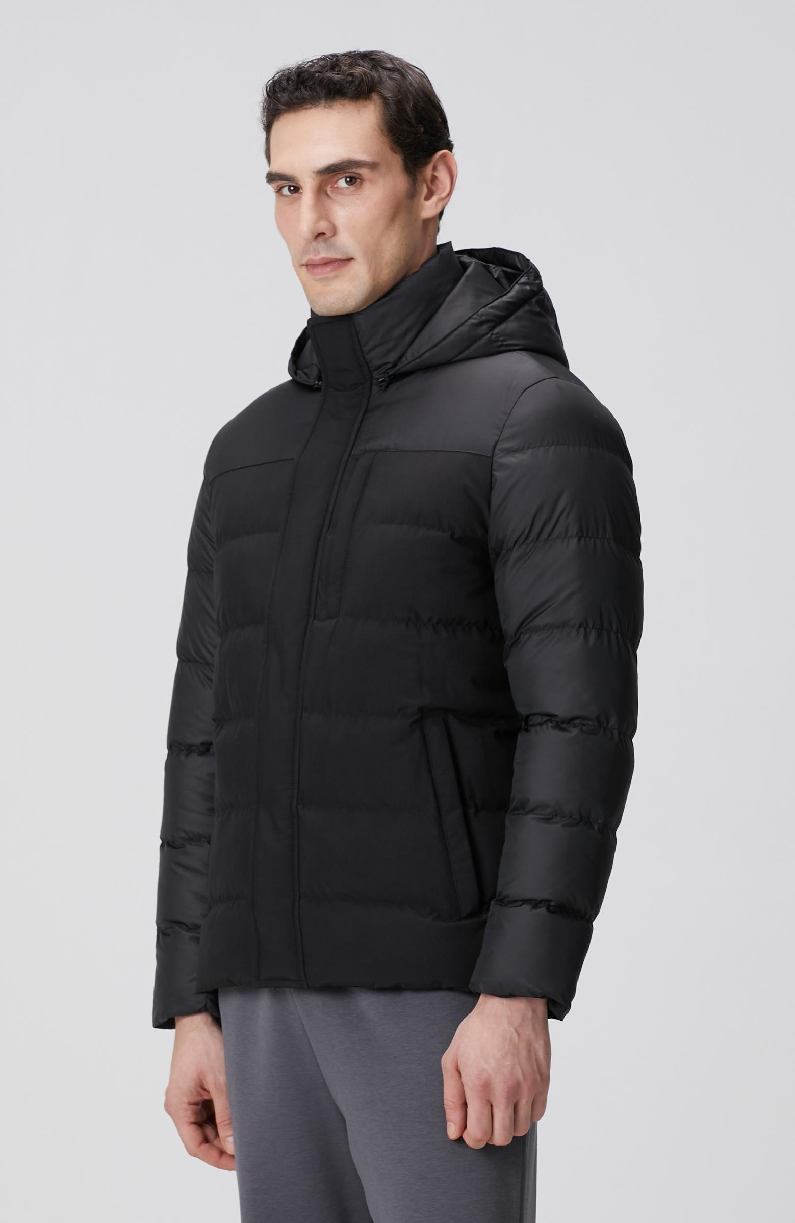  Network Erkek Siyah Kapüşonlu Ray Kapitoneli Casual Kaban