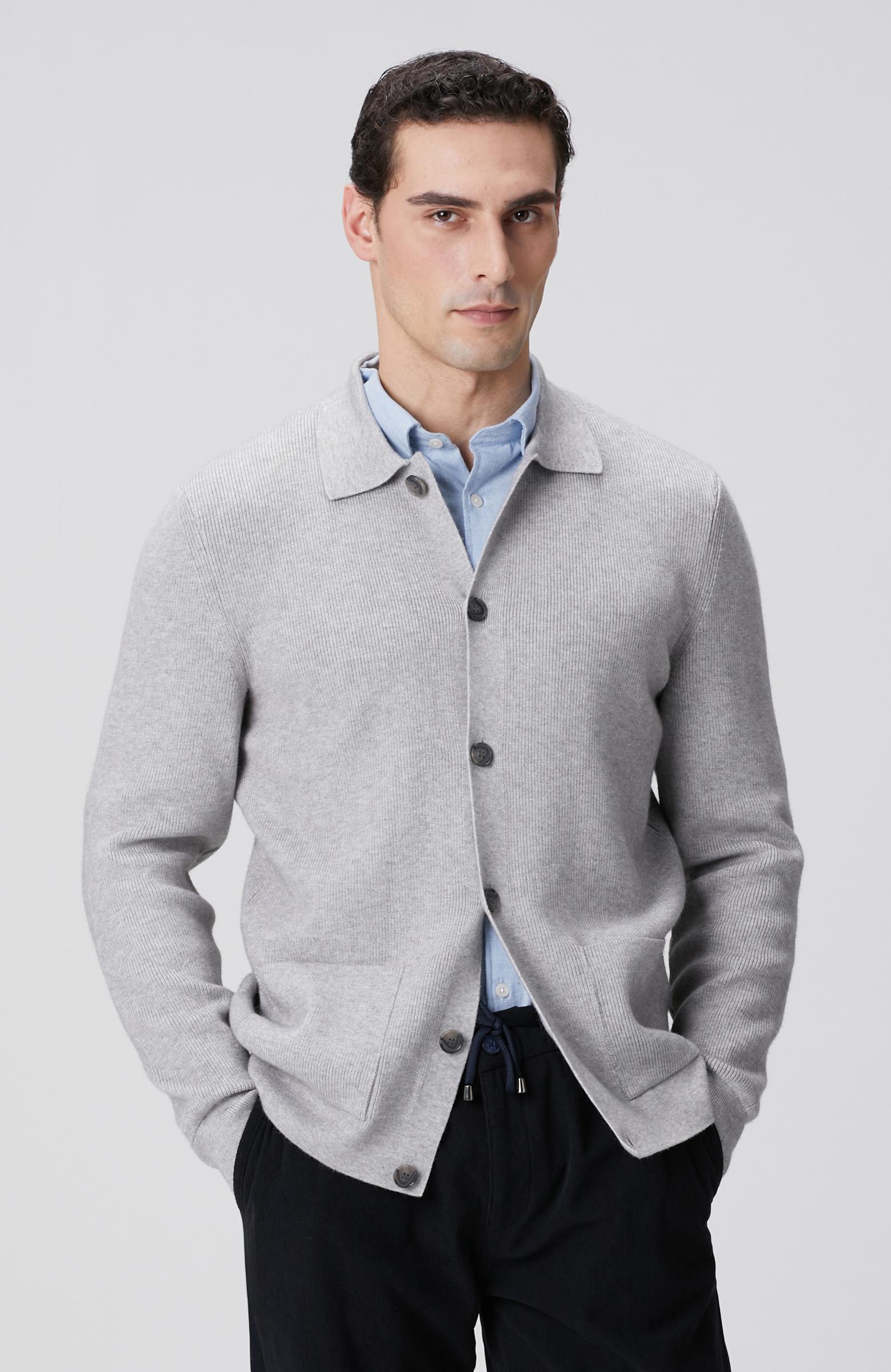  Network Erkek Gri Melanj Polo Yaka Cepli Triko Hırka