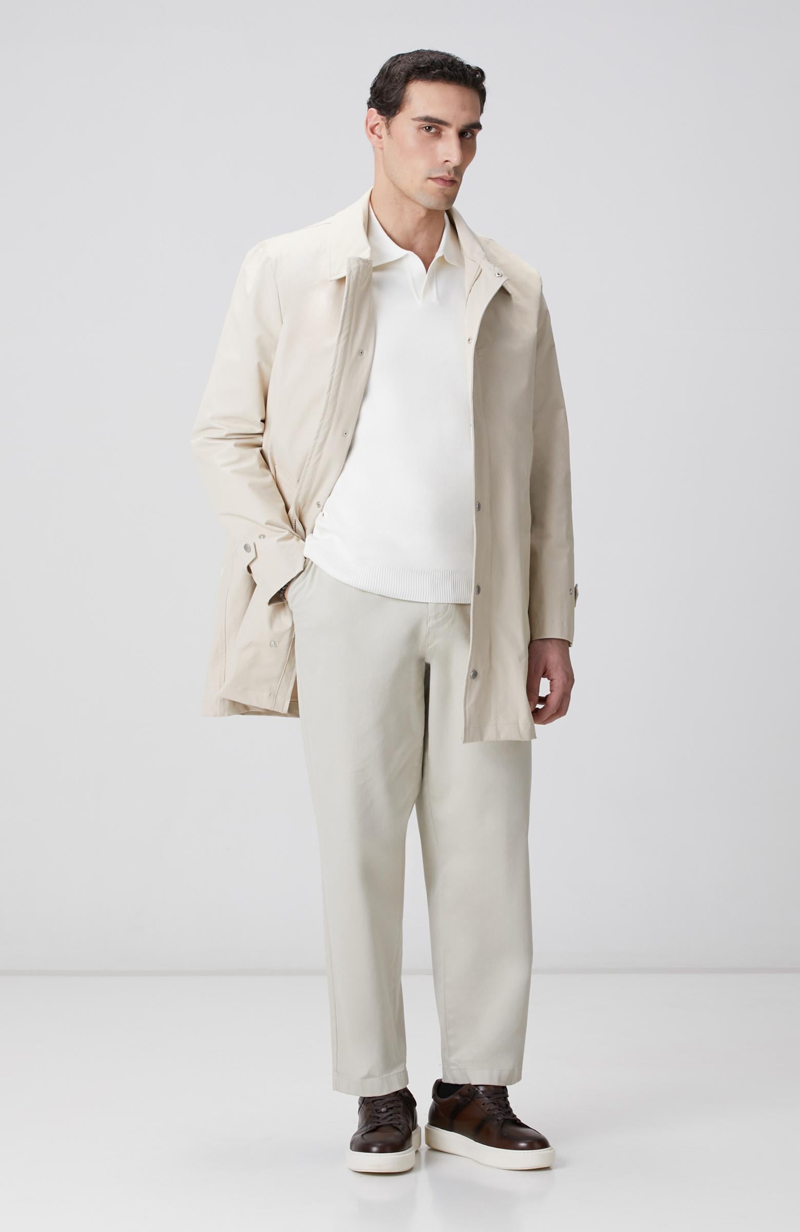  Network Erkek Kırık Beyaz Kısa V Polo Yaka Kazak