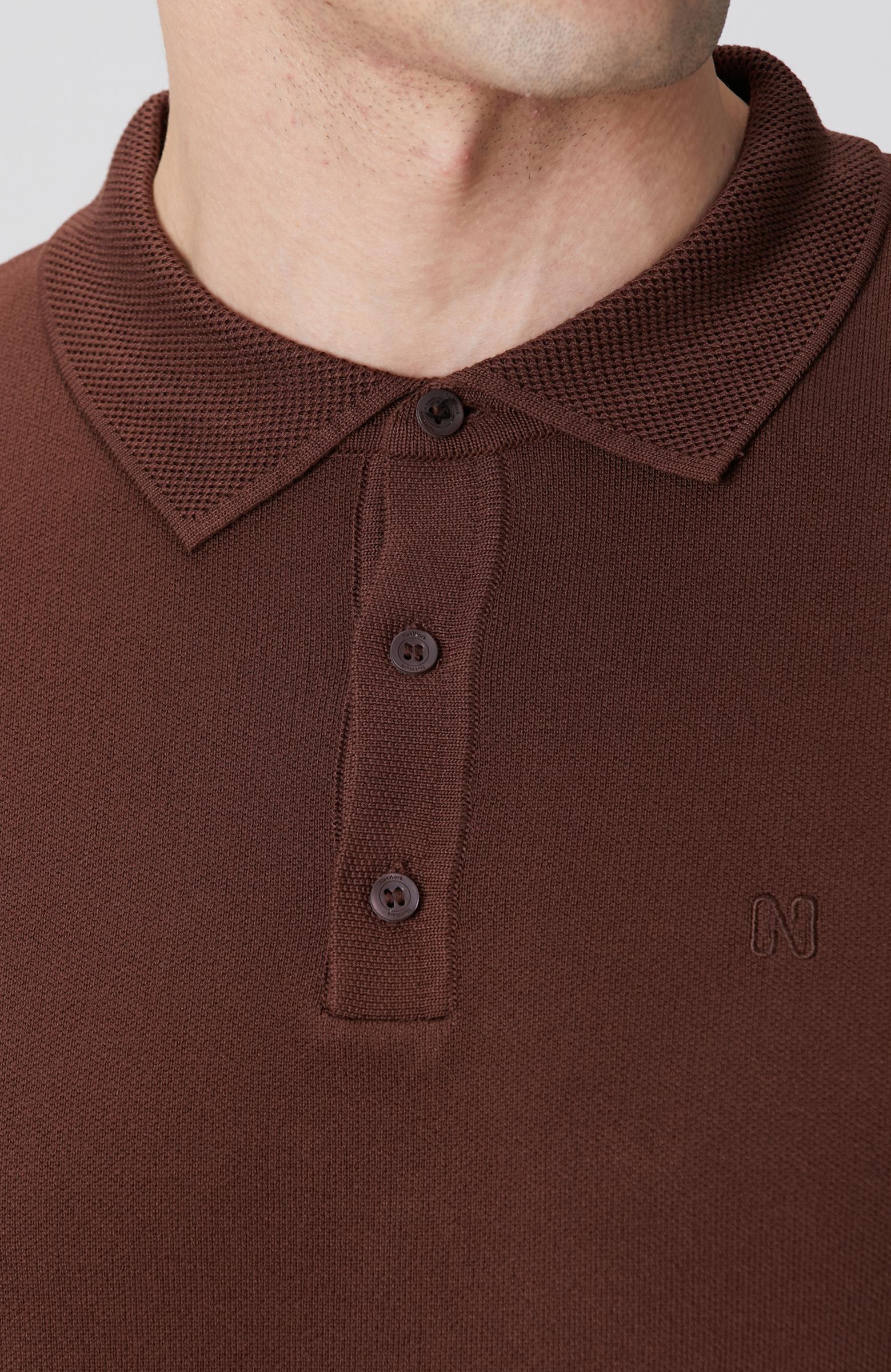  Network Erkek Acı Kahve Polo Yaka Uzun Kol Pike Örgü Kazak