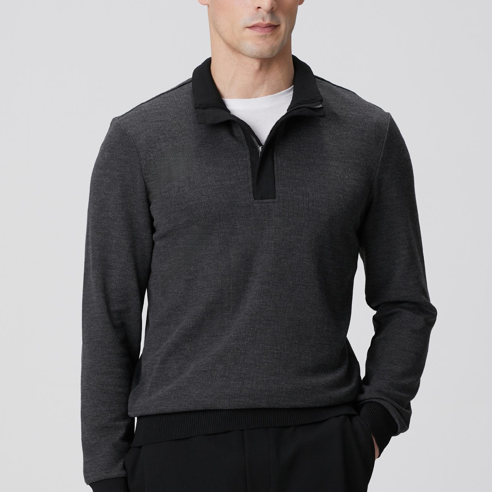 Network Erkek Siyah Fermuarlı Yaka Garnili Sweatshirt