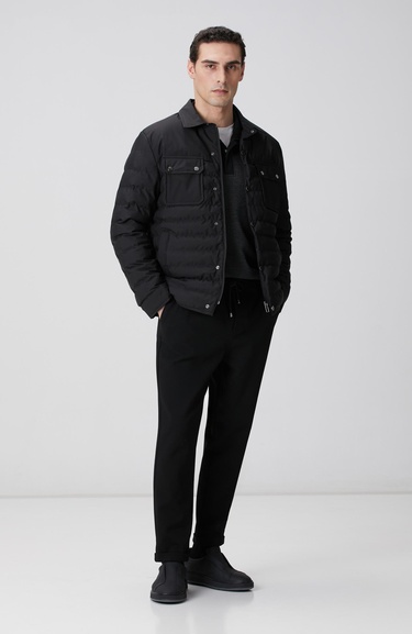  Network Erkek Siyah Fermuarlı Yaka Garnili Sweatshirt