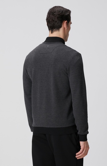  Network Erkek Siyah Fermuarlı Yaka Garnili Sweatshirt