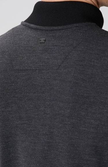  Network Erkek Siyah Fermuarlı Yaka Garnili Sweatshirt