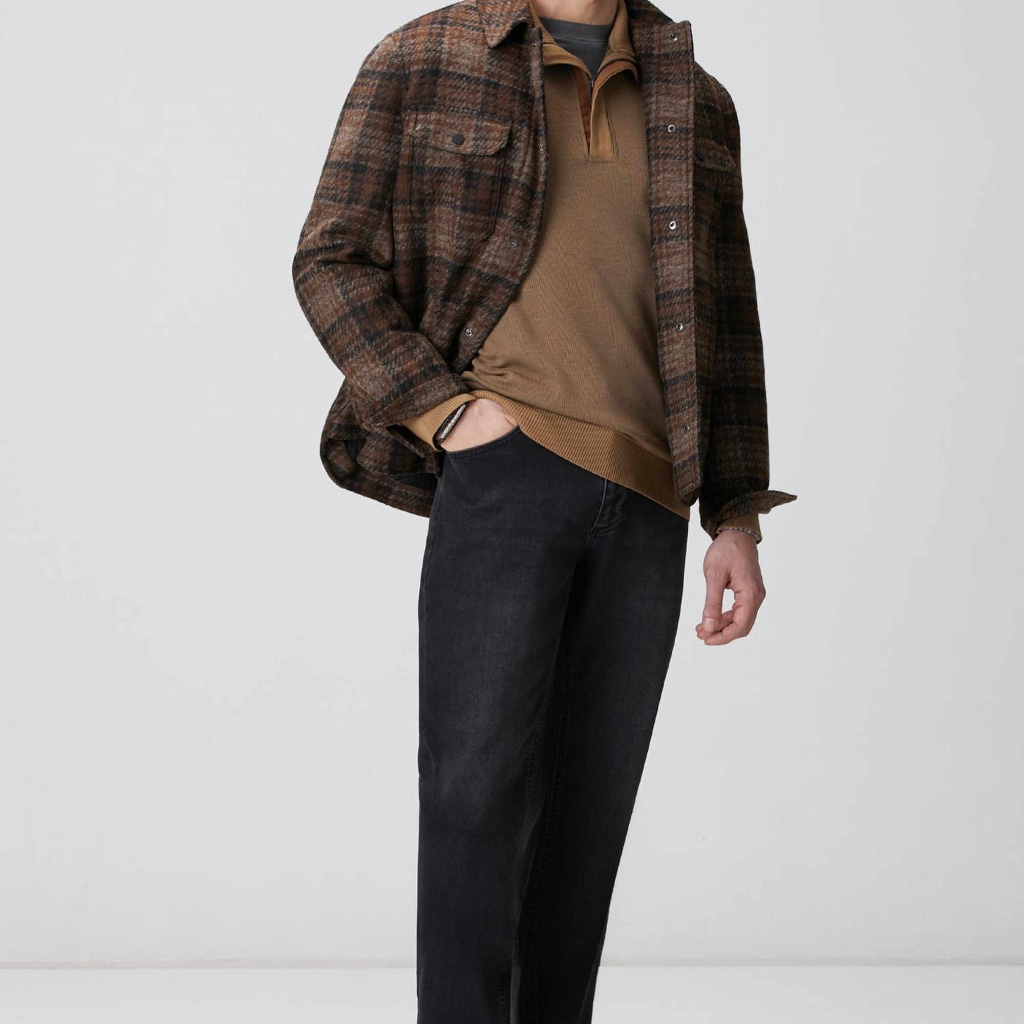 Network Erkek Camel Fermuarlı Yaka Garnili Sweatshirt