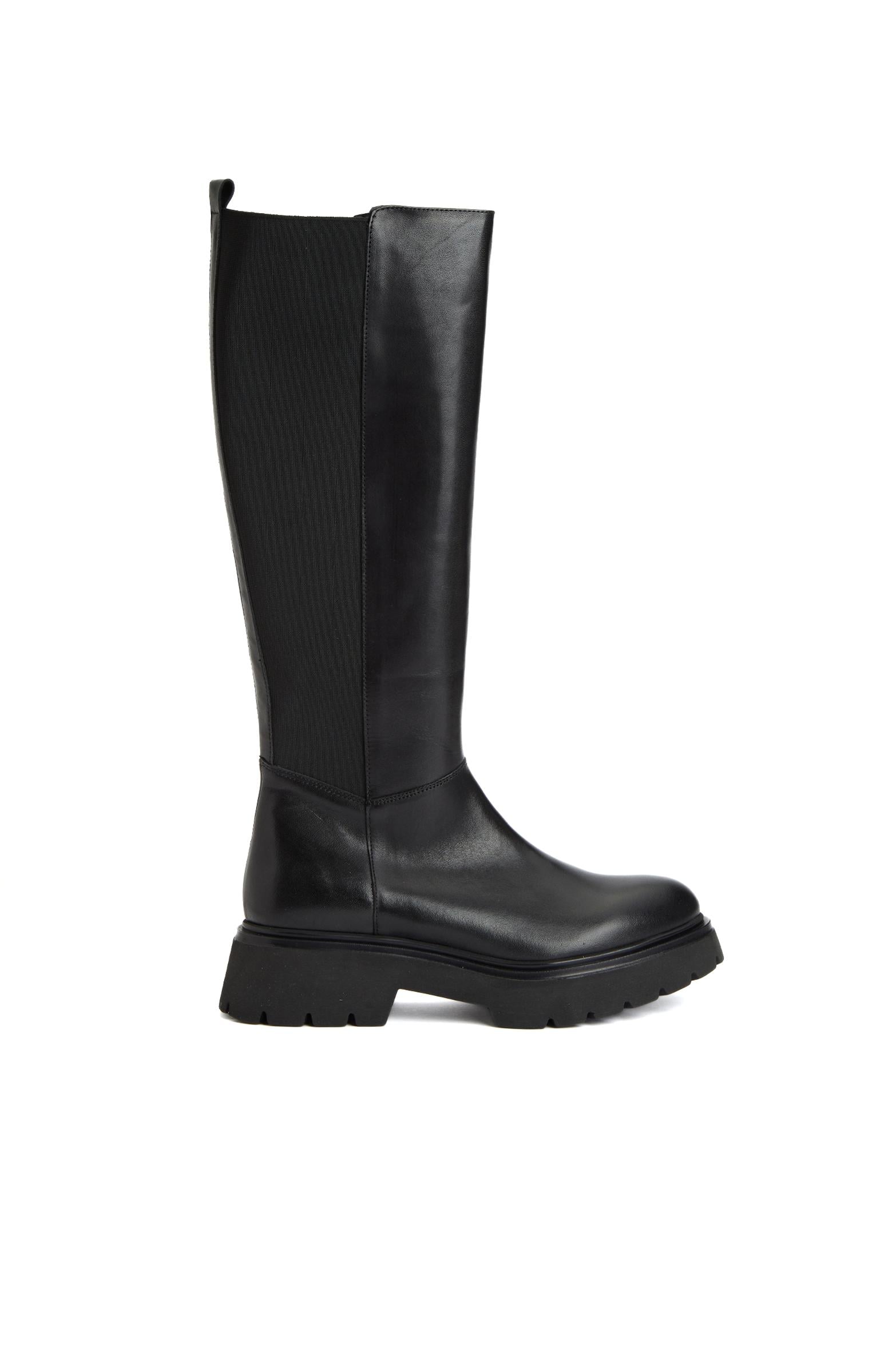 Divarese Kadın Siyah Fermuarlı Deri Çizme