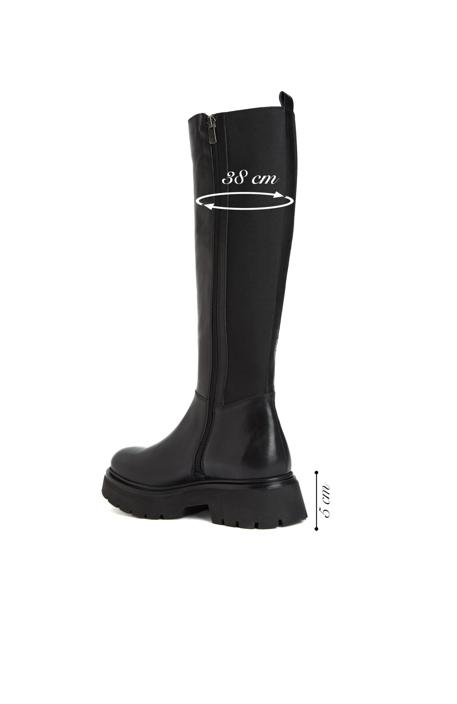 Divarese Kadın Siyah Fermuarlı Deri Çizme