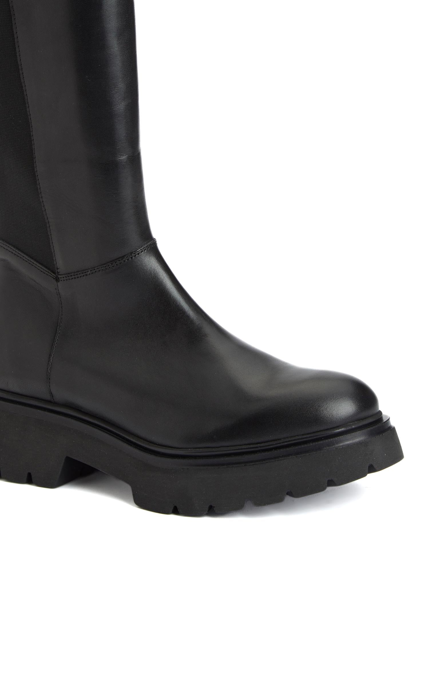 Divarese Kadın Siyah Fermuarlı Deri Çizme