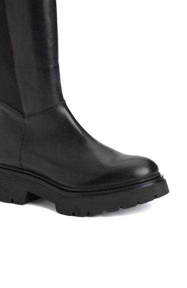  Divarese Kadın Siyah Fermuarlı Deri Çizme