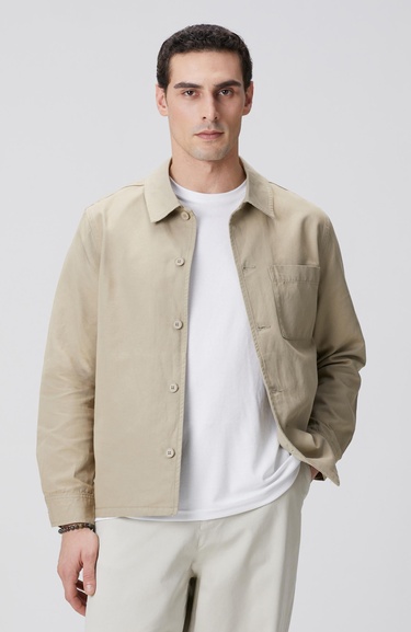  Network Erkek Bej Keten Karışımlı Dış Gömlek