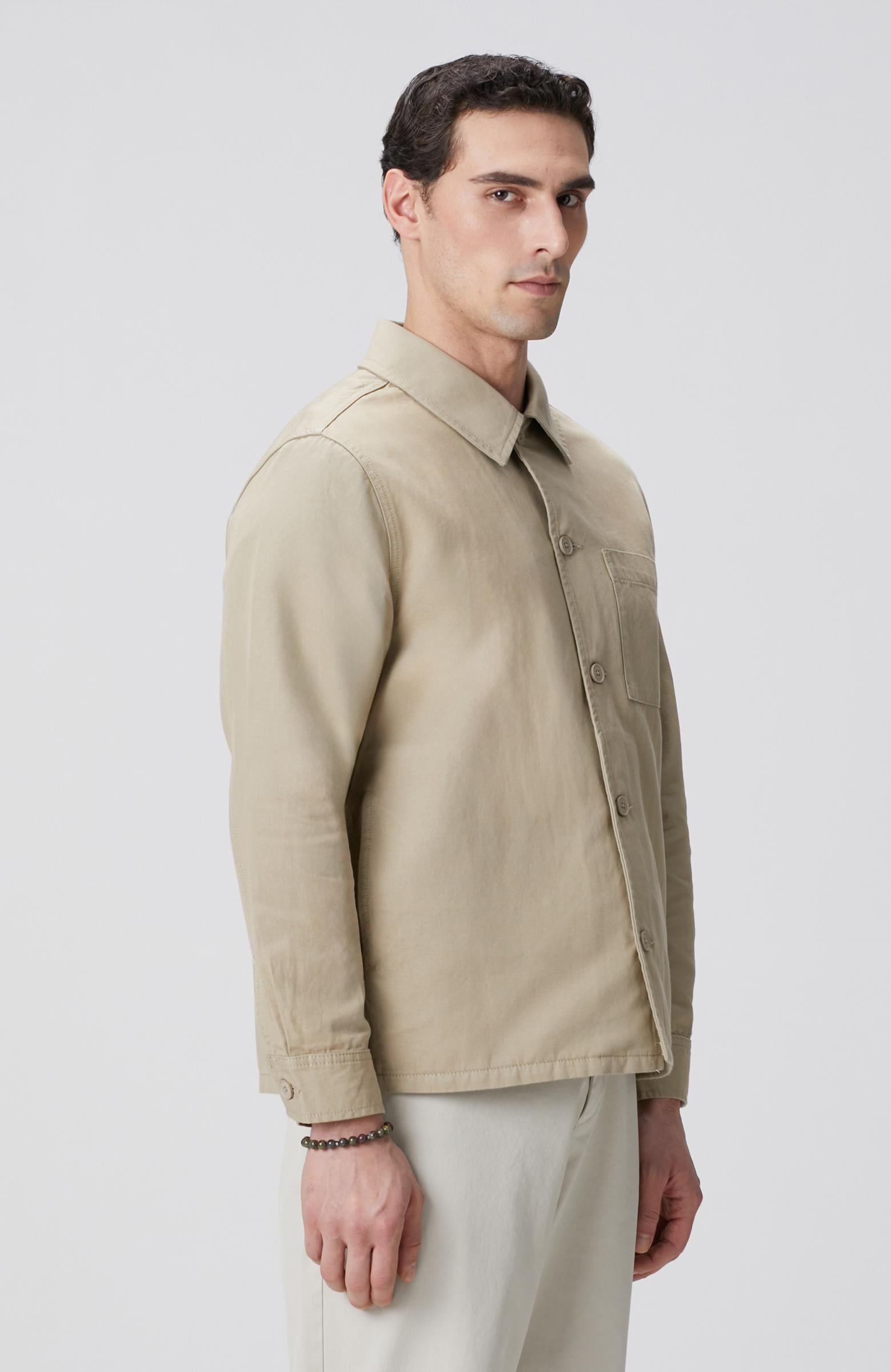 Network Erkek Bej Keten Karışımlı Dış Gömlek