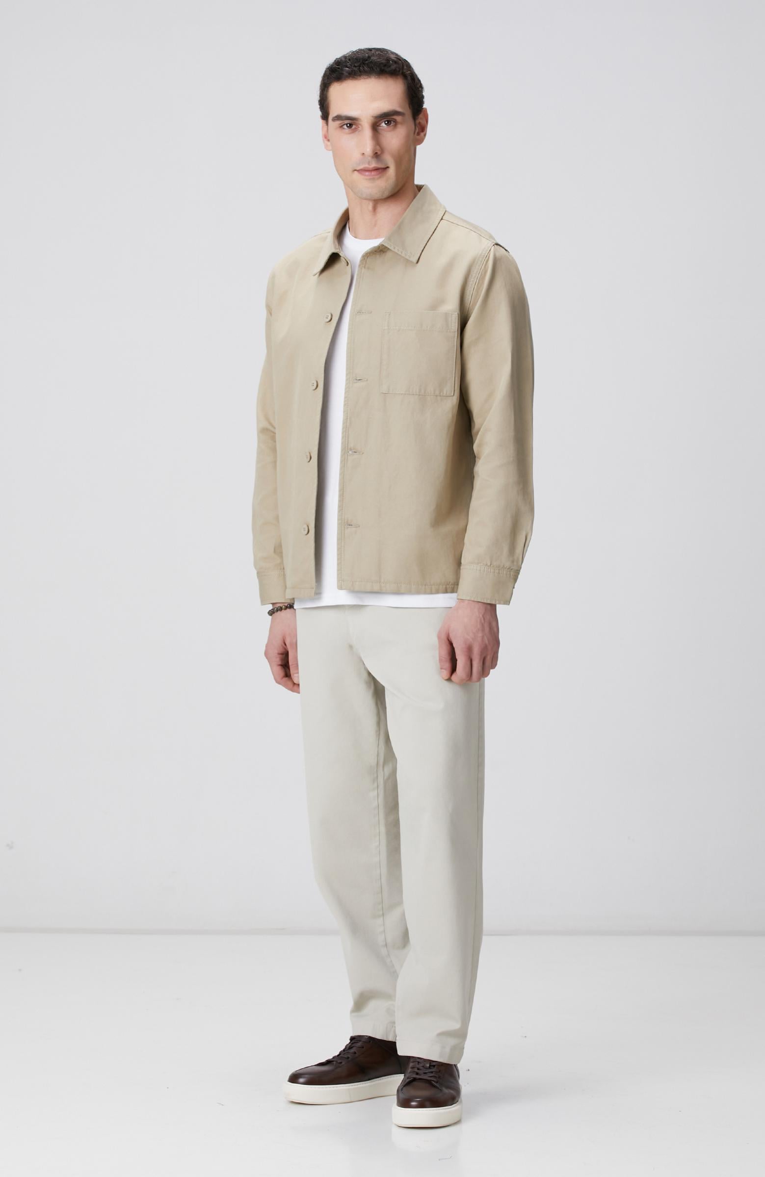 Network Erkek Bej Keten Karışımlı Dış Gömlek