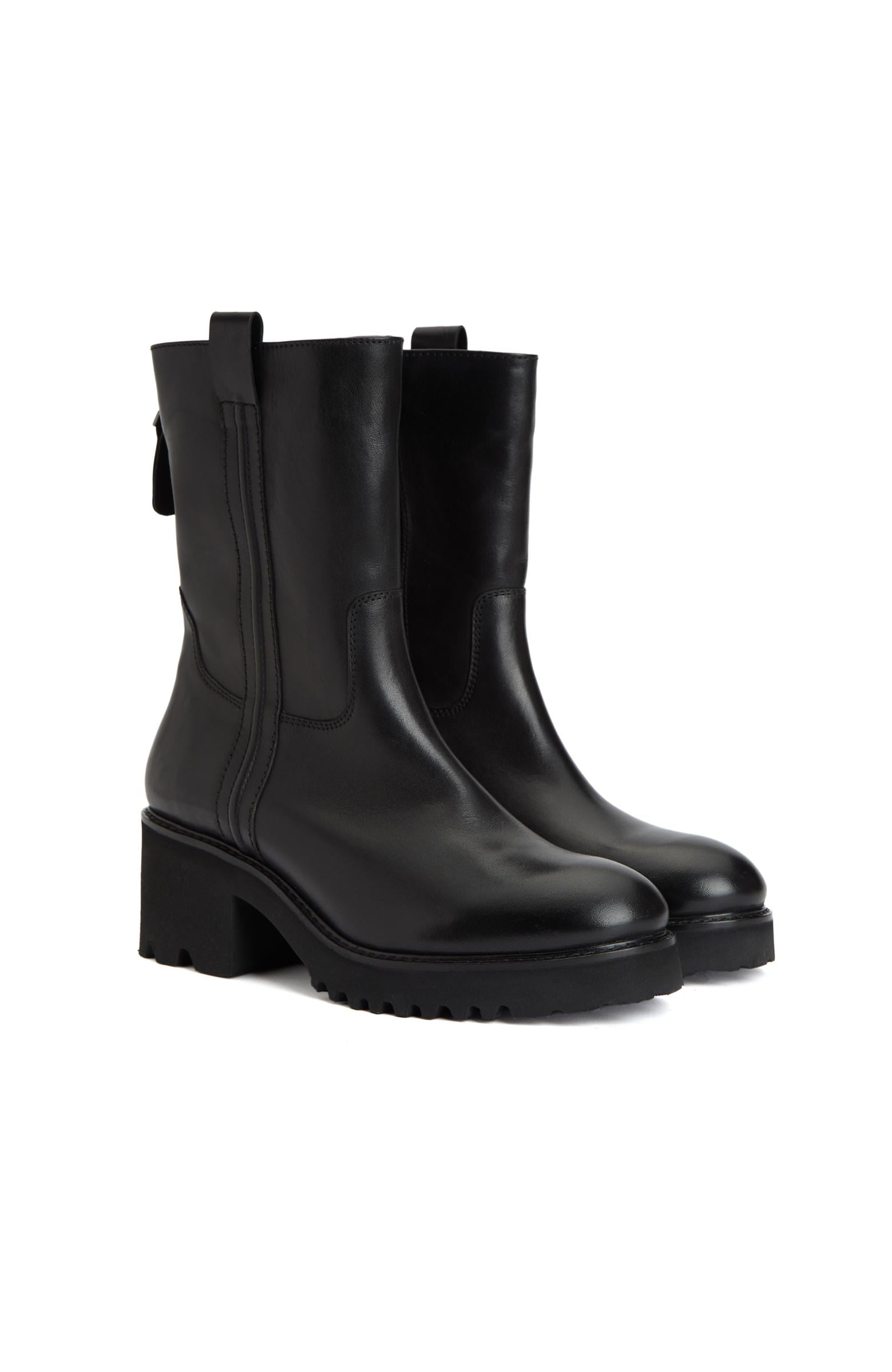  Divarese Kadın Siyah Fermuarlı Deri Bot