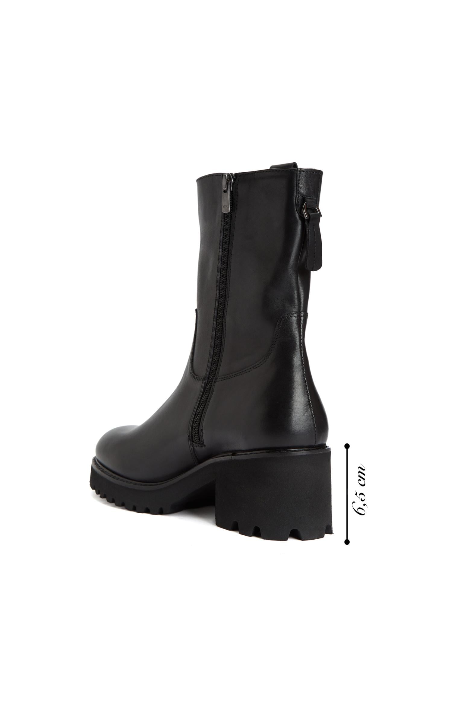  Divarese Kadın Siyah Fermuarlı Deri Bot