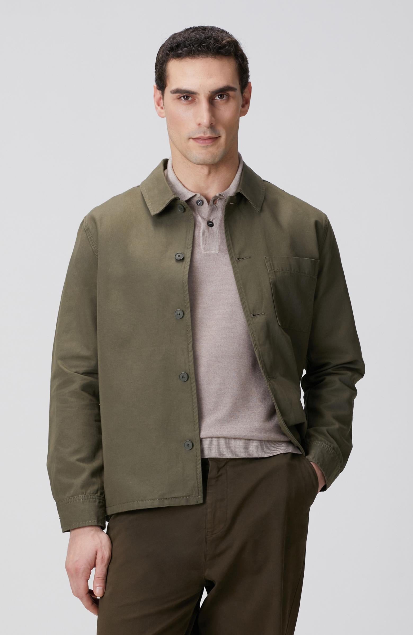 Network Erkek Haki Keten Karışımlı Dış Gömlek