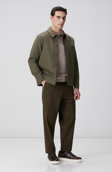  Network Erkek Haki Keten Karışımlı Dış Gömlek